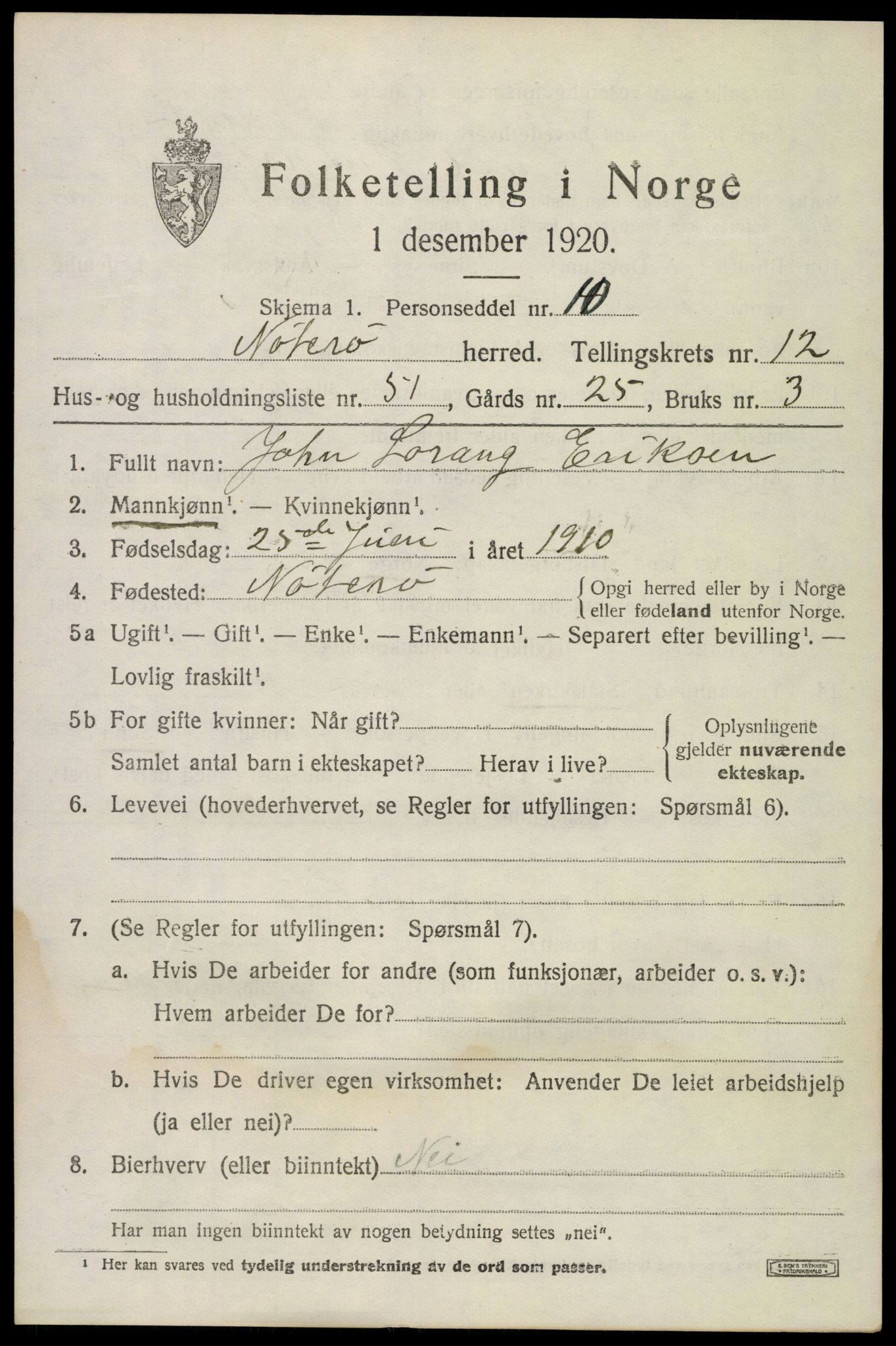 SAKO, Folketelling 1920 for 0722 Nøtterøy herred, 1920, s. 15159