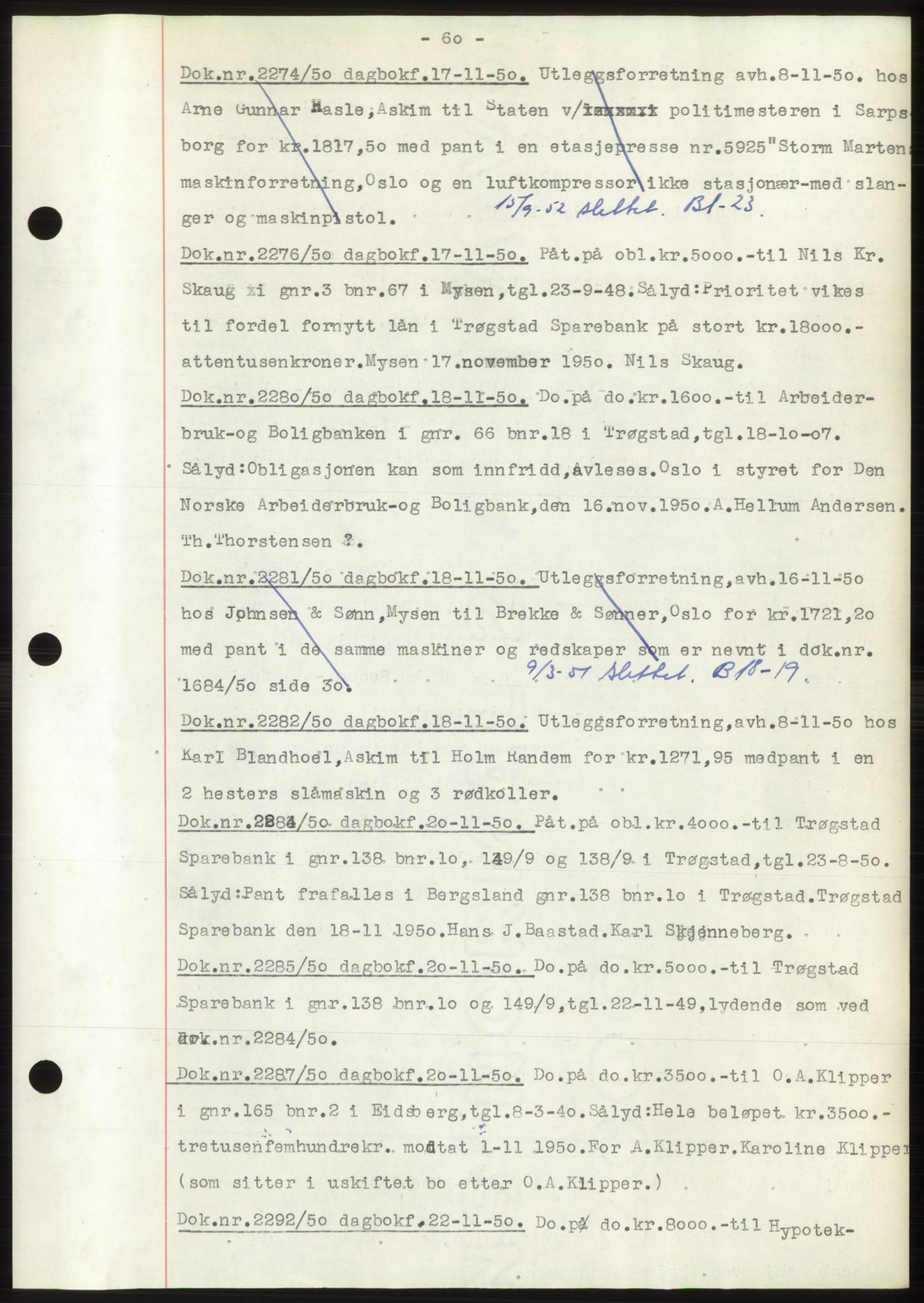 Rakkestad sorenskriveri, SAO/A-10686/G/Gb/Gba/Gbac/L0012: Pantebok nr. B1-4 og B16-20, 1949-1950, Dagboknr: 2274/1950