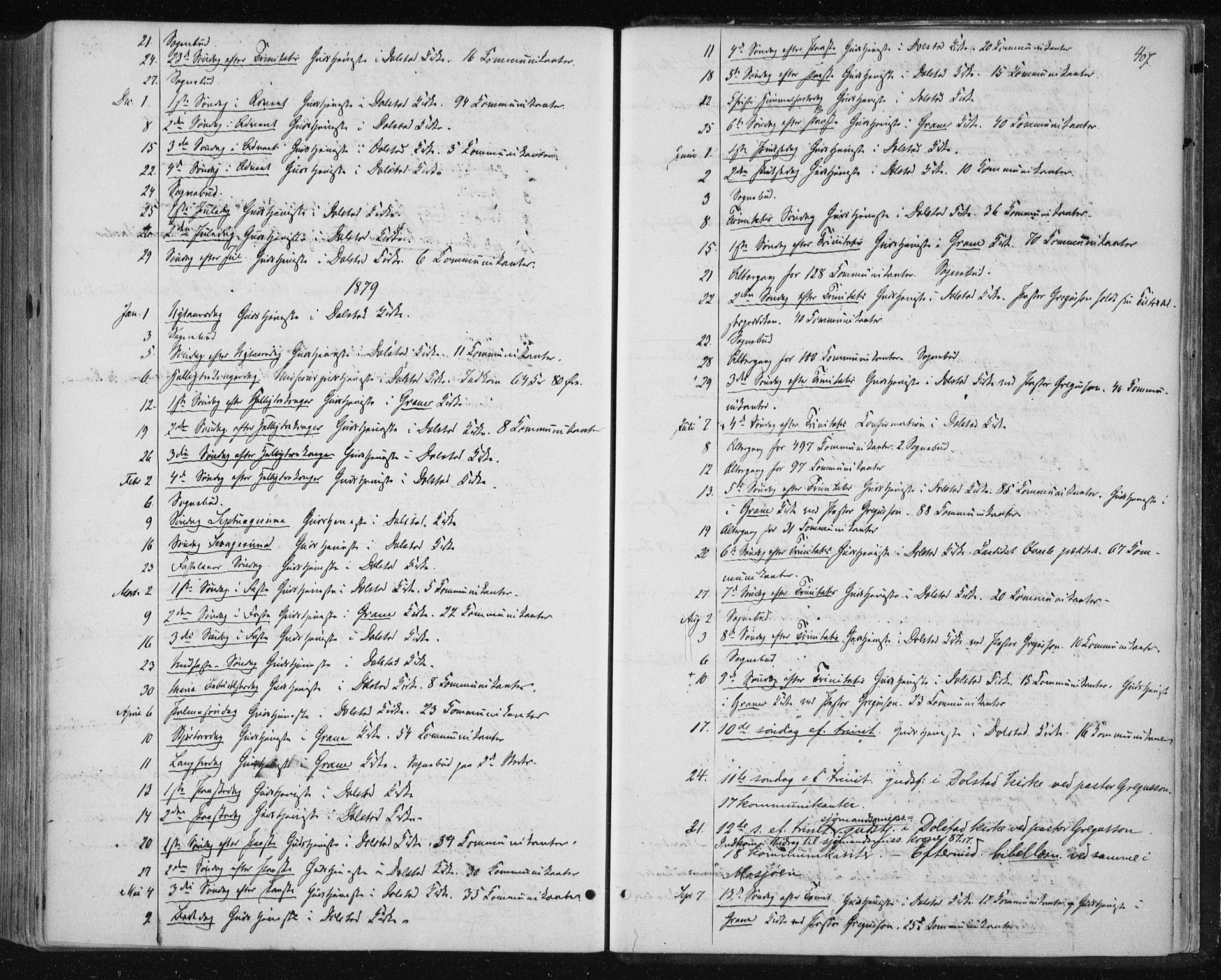 Ministerialprotokoller, klokkerbøker og fødselsregistre - Nordland, AV/SAT-A-1459/820/L0294: Ministerialbok nr. 820A15, 1866-1879, s. 407