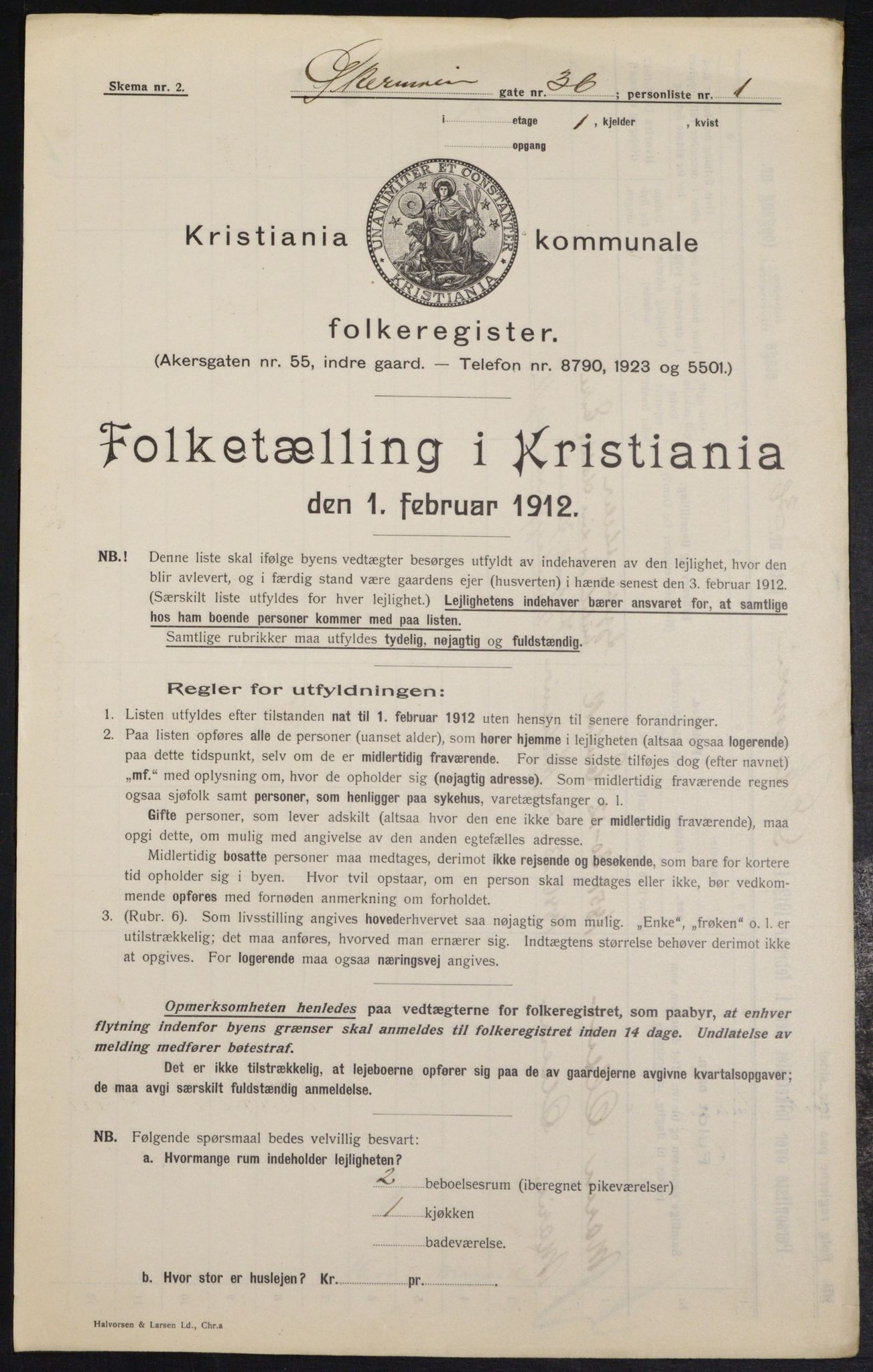 OBA, Kommunal folketelling 1.2.1912 for Kristiania, 1912, s. 128889