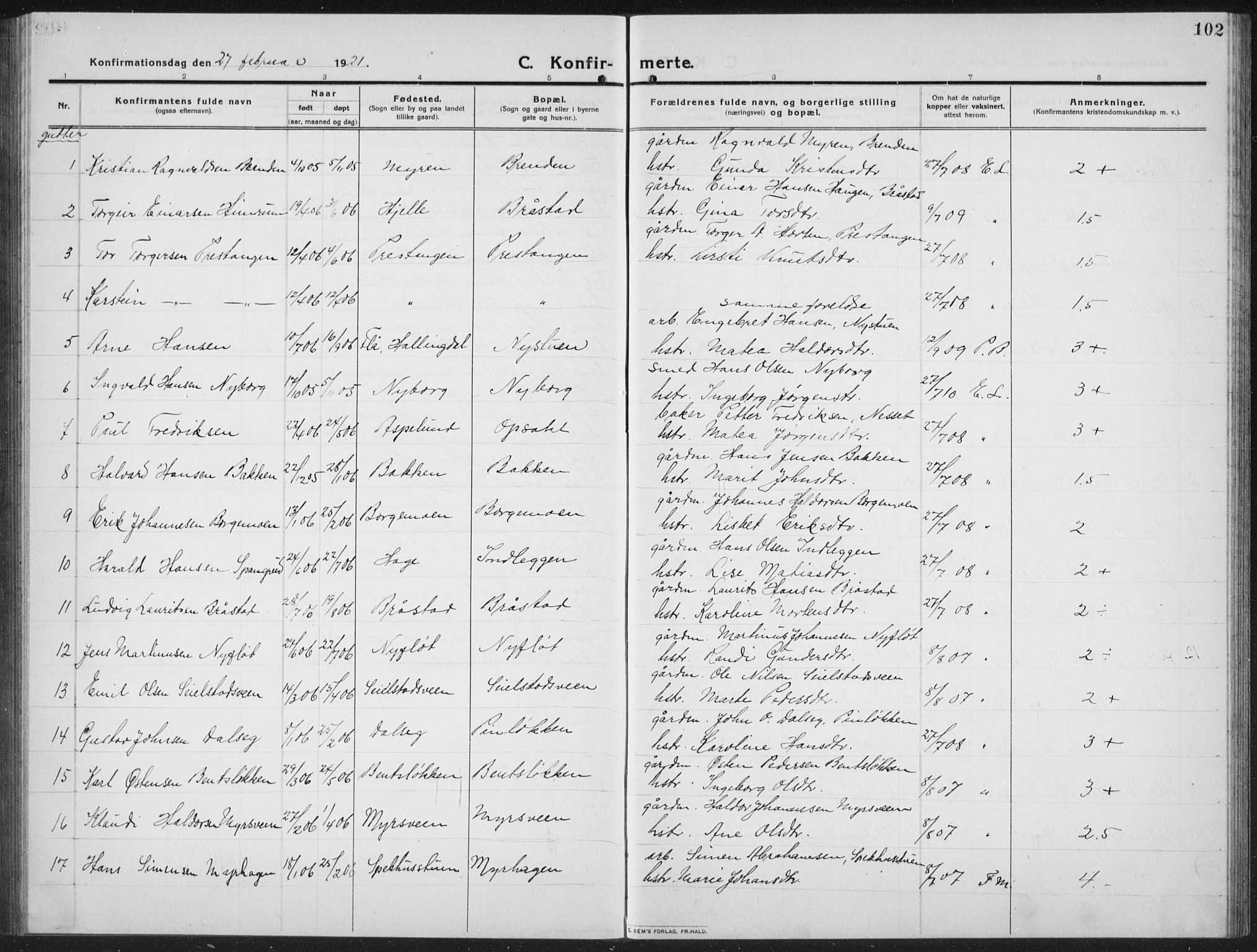 Ringebu prestekontor, AV/SAH-PREST-082/H/Ha/Hab/L0010: Klokkerbok nr. 10, 1911-1934, s. 102