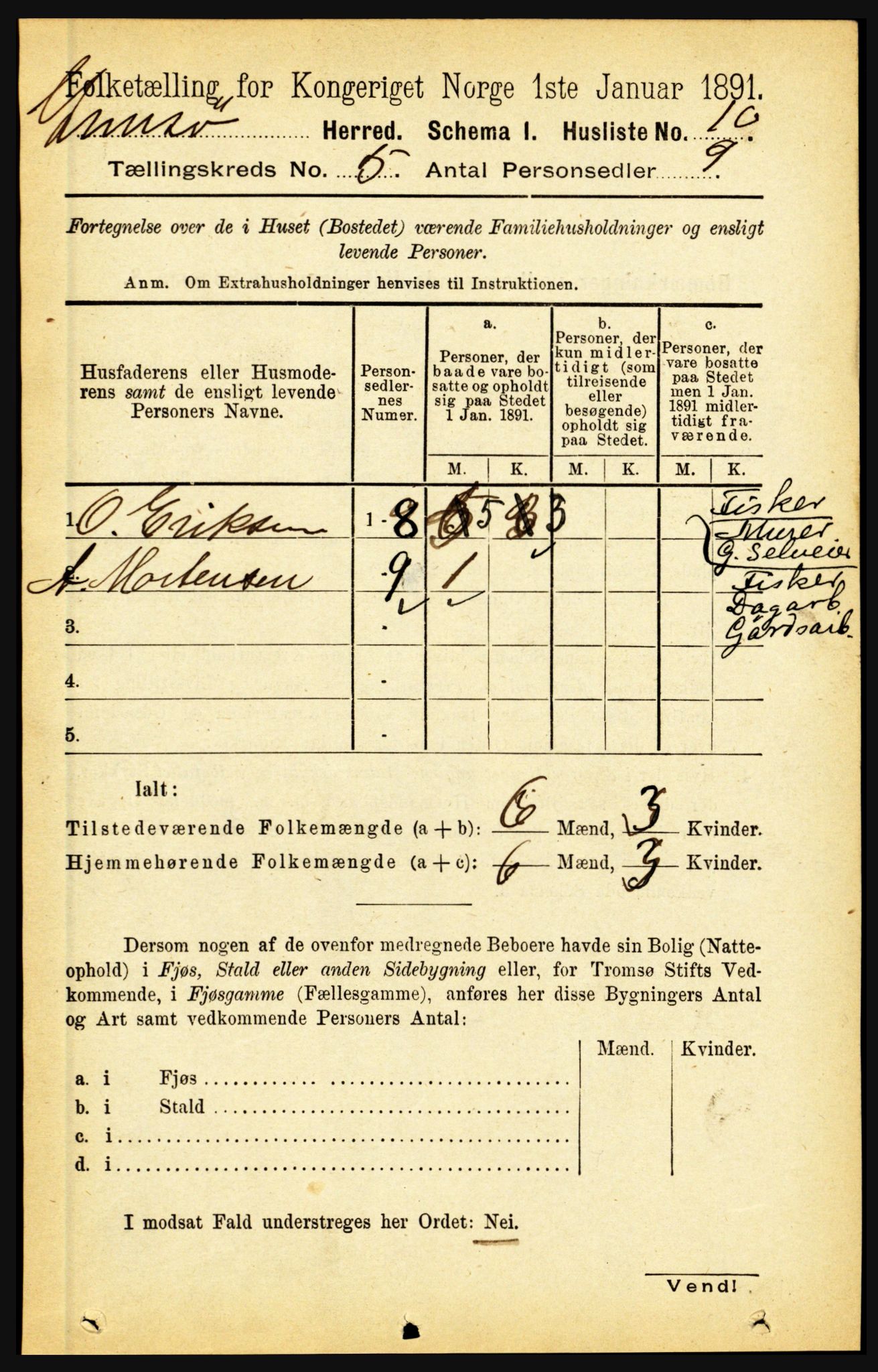 RA, Folketelling 1891 for 1864 Gimsøy herred, 1891, s. 817