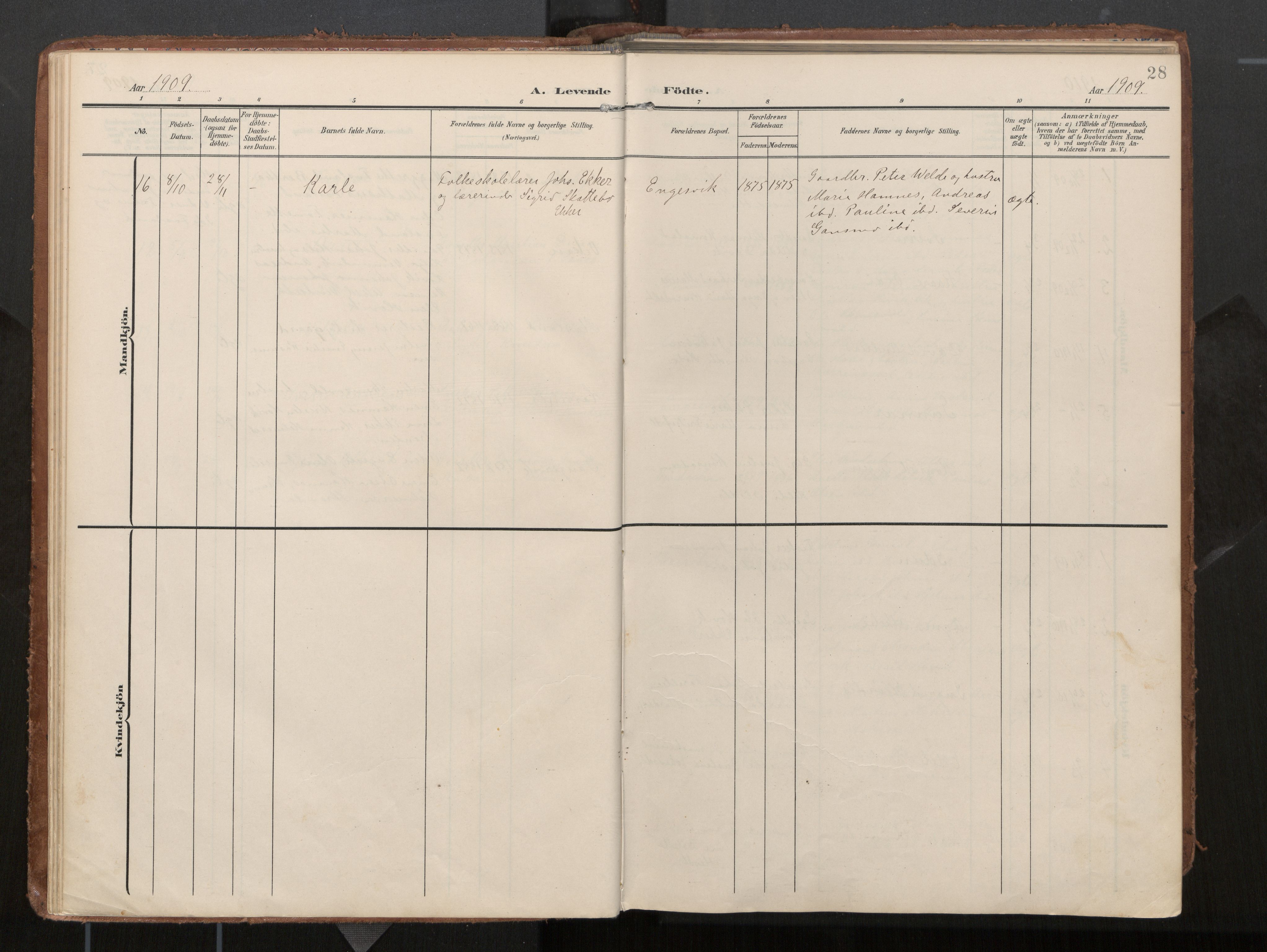 Ministerialprotokoller, klokkerbøker og fødselsregistre - Nord-Trøndelag, SAT/A-1458/774/L0629: Ministerialbok, 1904-1926, s. 28