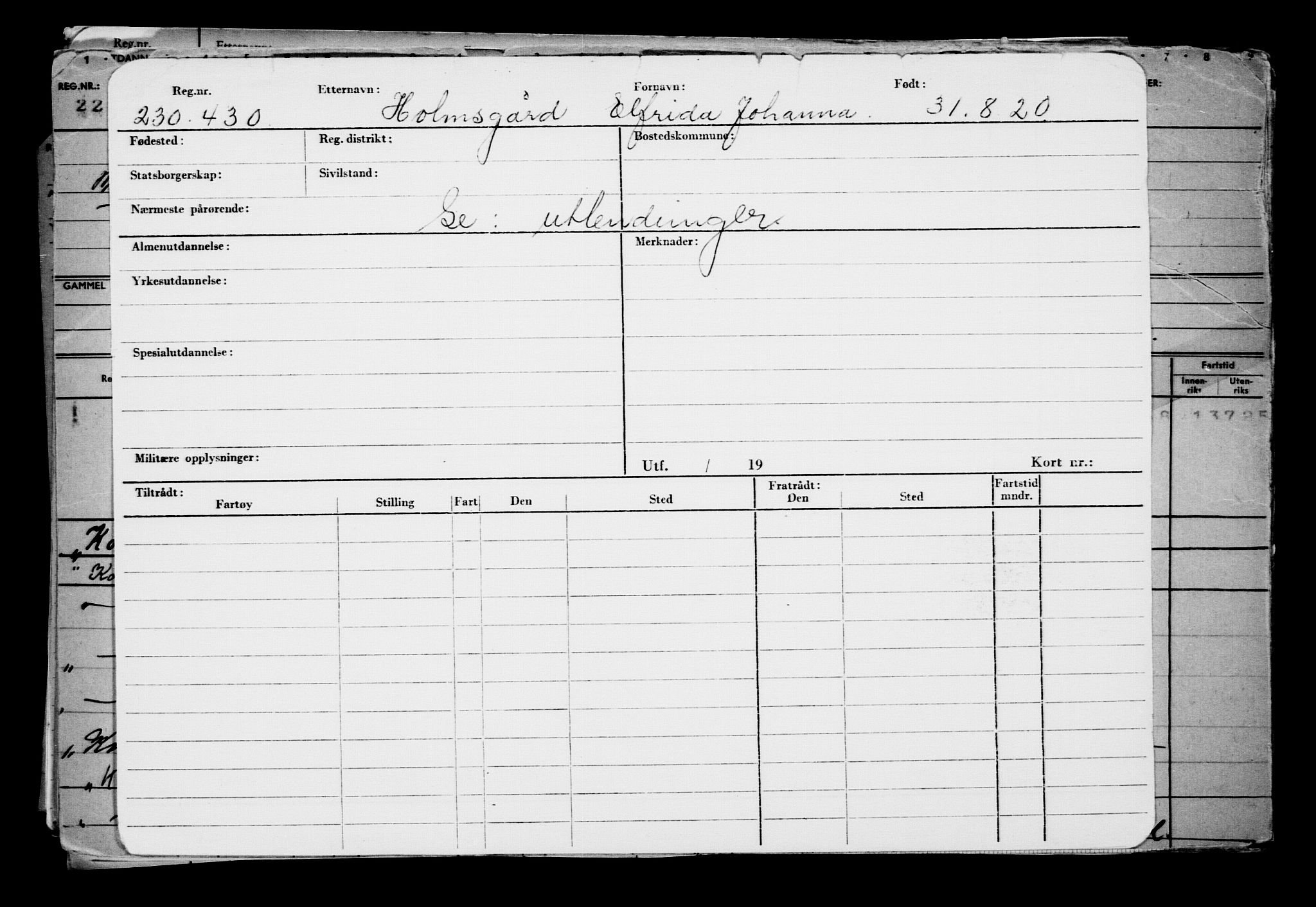 Direktoratet for sjømenn, AV/RA-S-3545/G/Gb/L0184: Hovedkort, 1920, s. 767