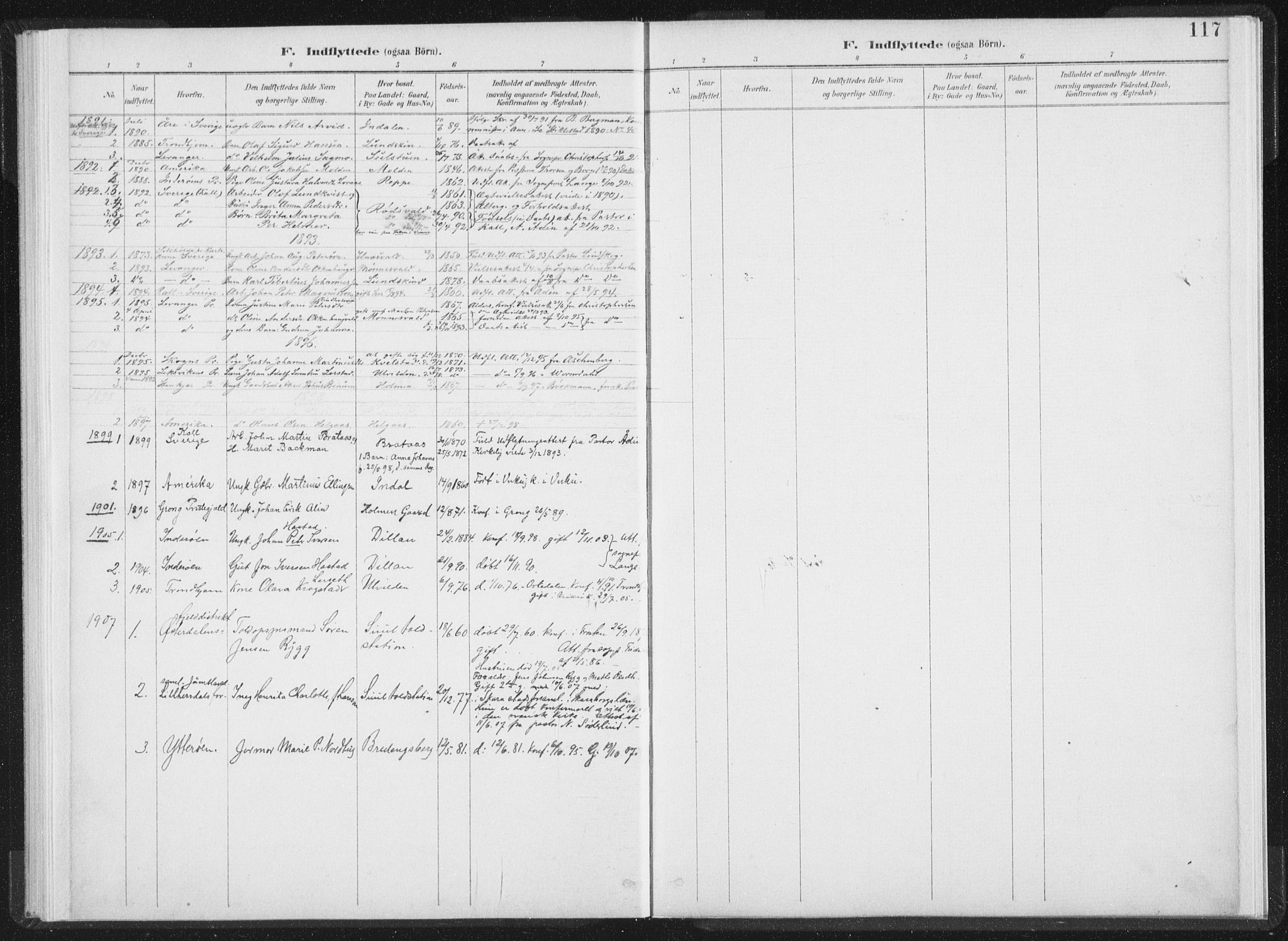 Ministerialprotokoller, klokkerbøker og fødselsregistre - Nord-Trøndelag, SAT/A-1458/724/L0263: Ministerialbok nr. 724A01, 1891-1907, s. 117