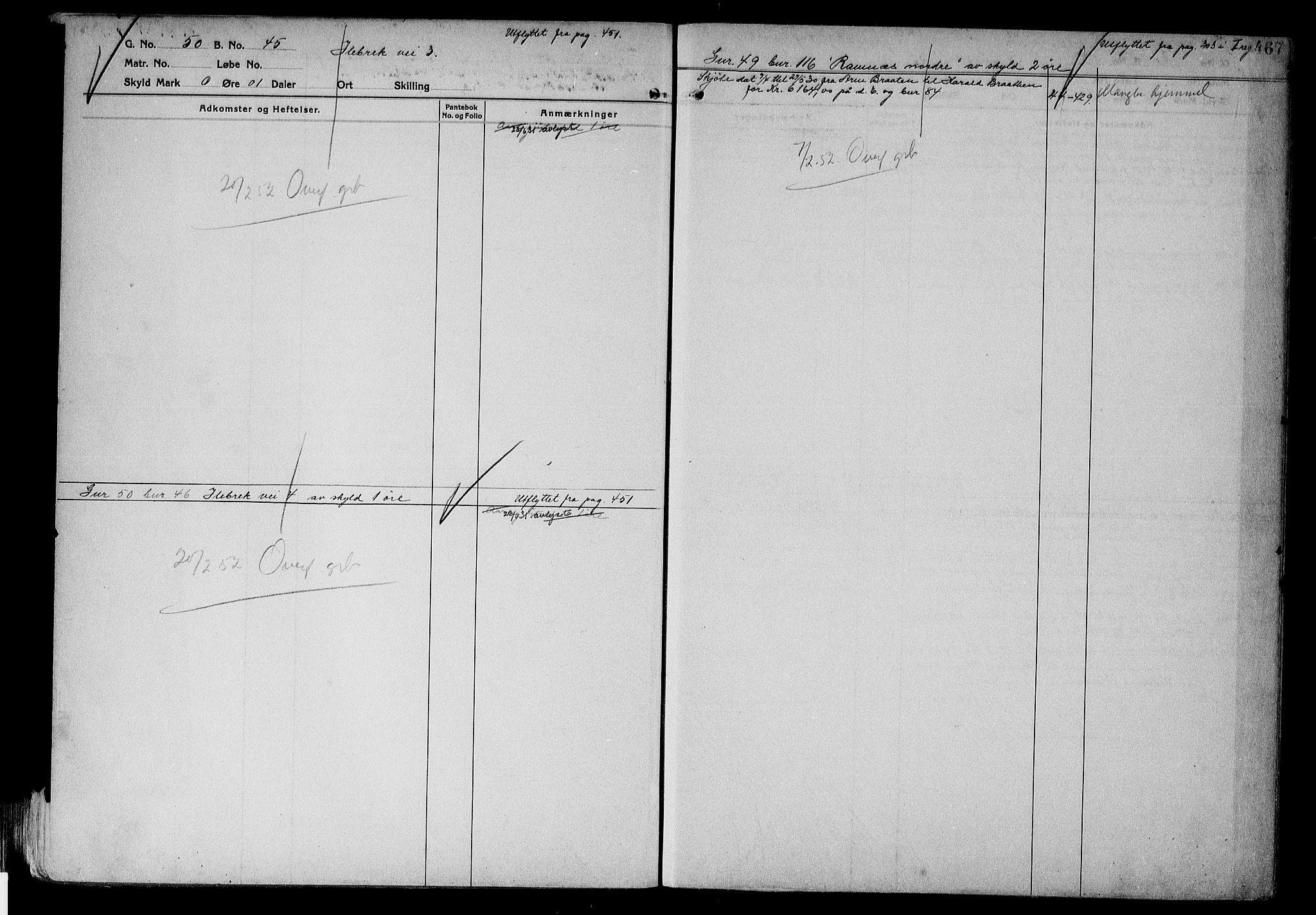 Tune sorenskriveri, AV/SAO-A-10470/G/Ga/Gab/Gabf/L0002b: Panteregister nr. VI 2b, 1910-1953, s. 467