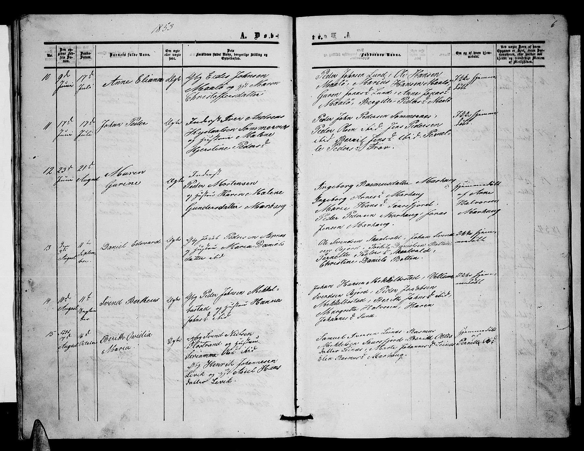 Ministerialprotokoller, klokkerbøker og fødselsregistre - Nordland, AV/SAT-A-1459/857/L0827: Klokkerbok nr. 857C02, 1852-1879, s. 6