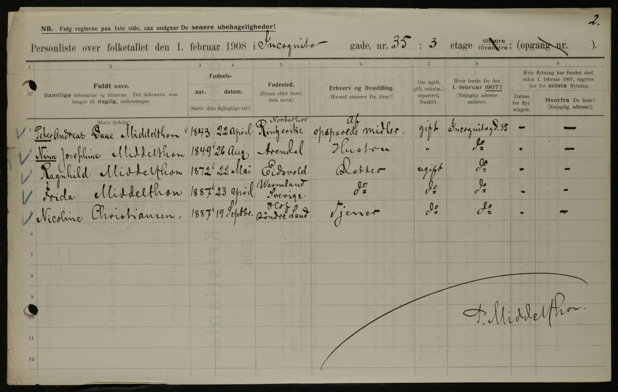 OBA, Kommunal folketelling 1.2.1908 for Kristiania kjøpstad, 1908, s. 39811