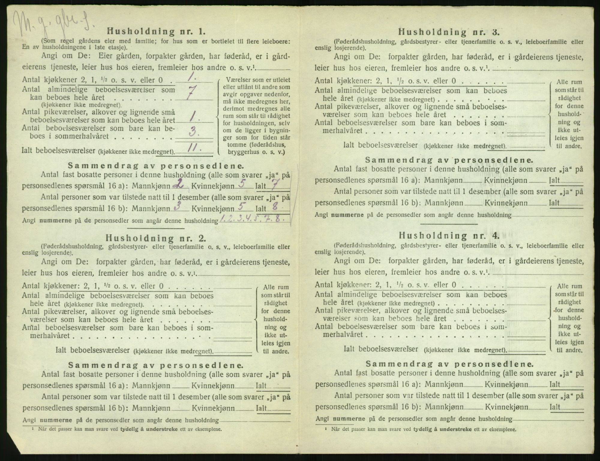 SAK, Folketelling 1920 for 0912 Vegårshei herred, 1920, s. 511