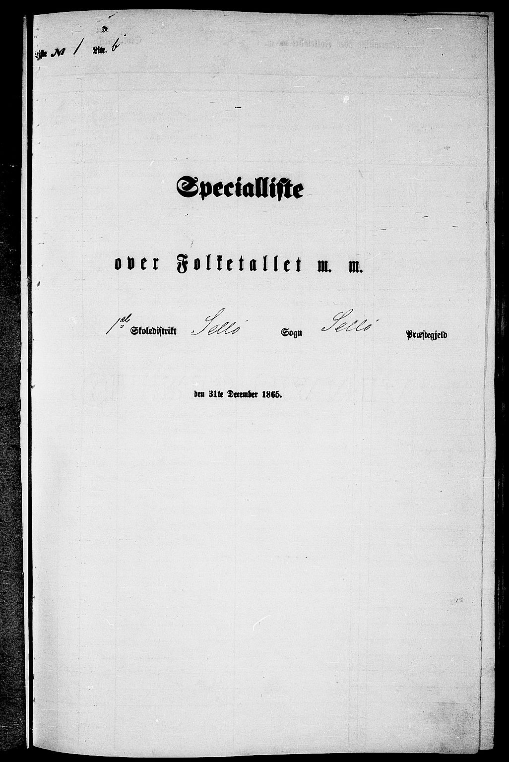 RA, Folketelling 1865 for 1441P Selje prestegjeld, 1865, s. 27