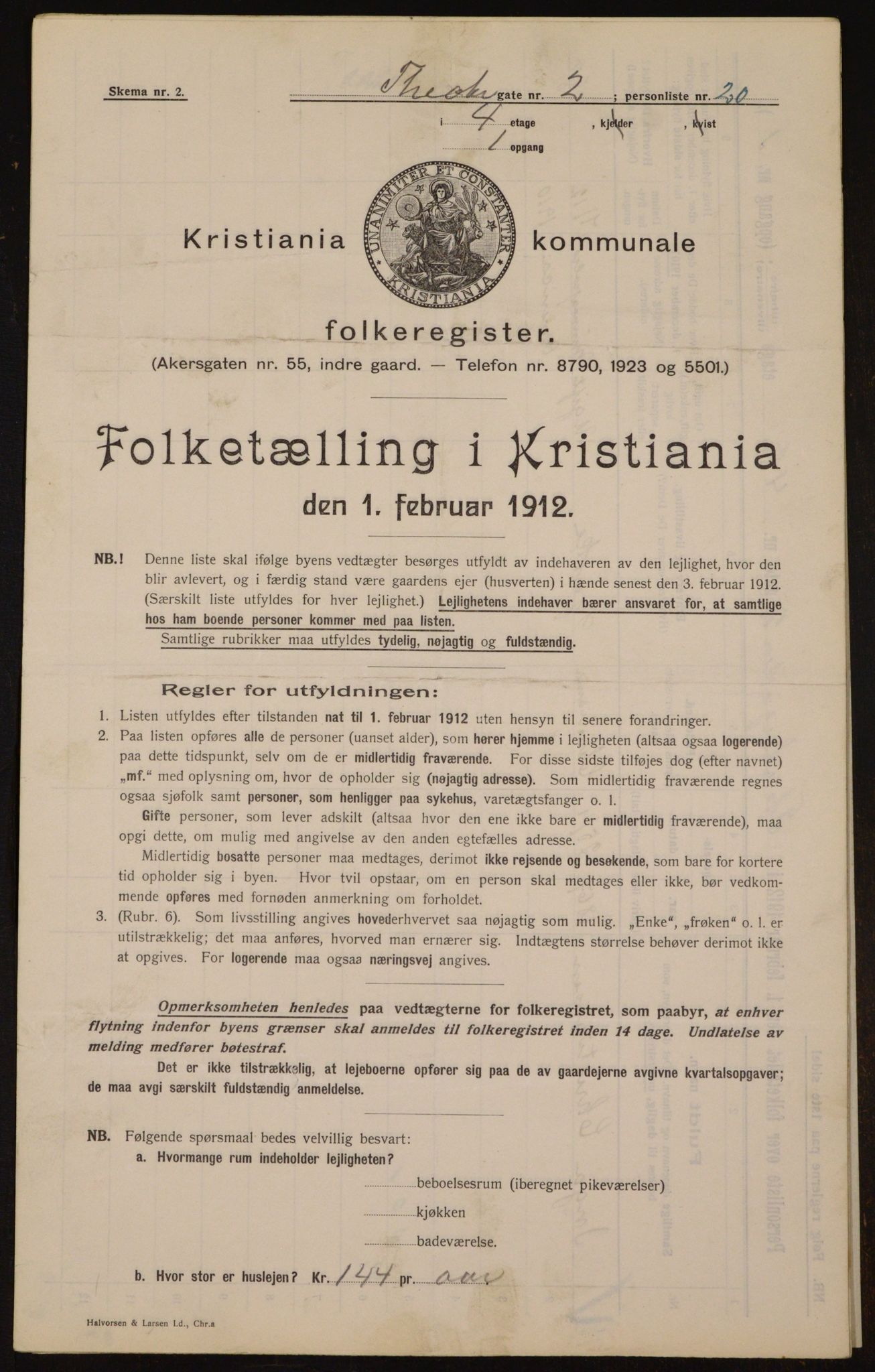 OBA, Kommunal folketelling 1.2.1912 for Kristiania, 1912, s. 107115