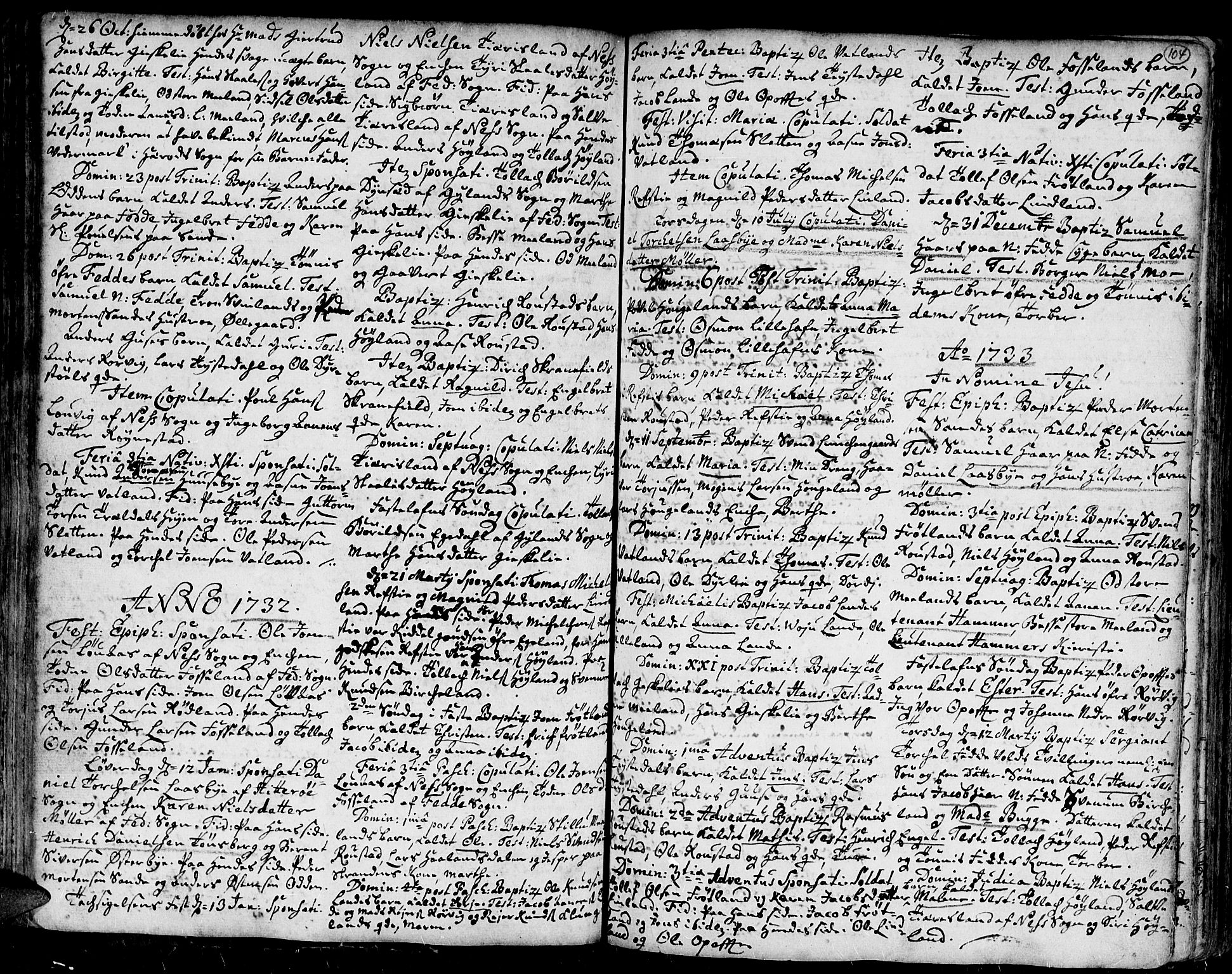 Kvinesdal sokneprestkontor, AV/SAK-1111-0026/F/Fa/Fab/L0001: Ministerialbok nr. A 1 /2, 1710-1788, s. 104