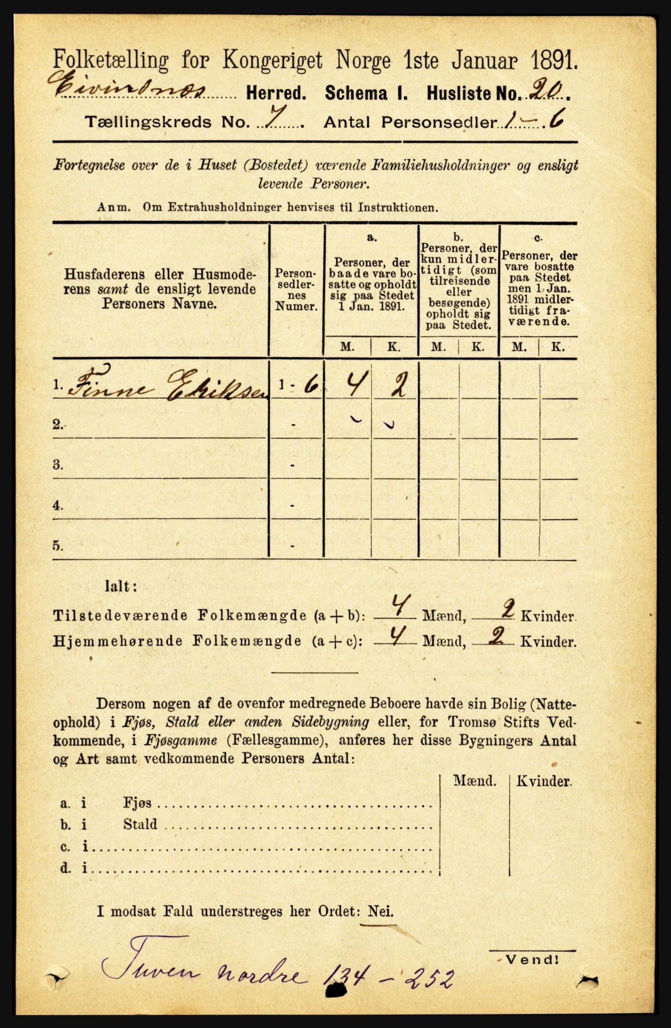 RA, Folketelling 1891 for 1853 Evenes herred, 1891, s. 2141