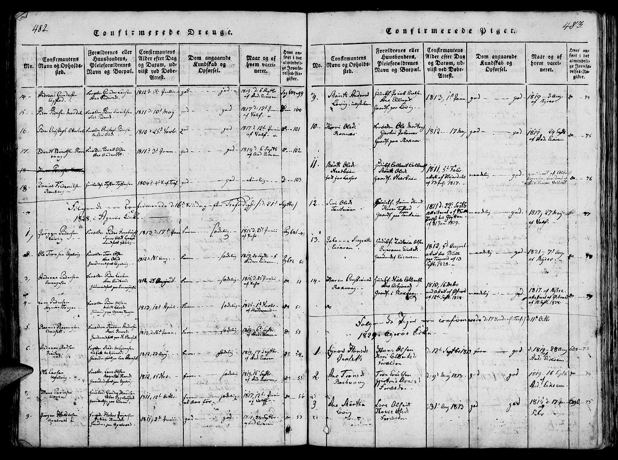 Ministerialprotokoller, klokkerbøker og fødselsregistre - Møre og Romsdal, AV/SAT-A-1454/560/L0718: Ministerialbok nr. 560A02, 1817-1844, s. 482-483