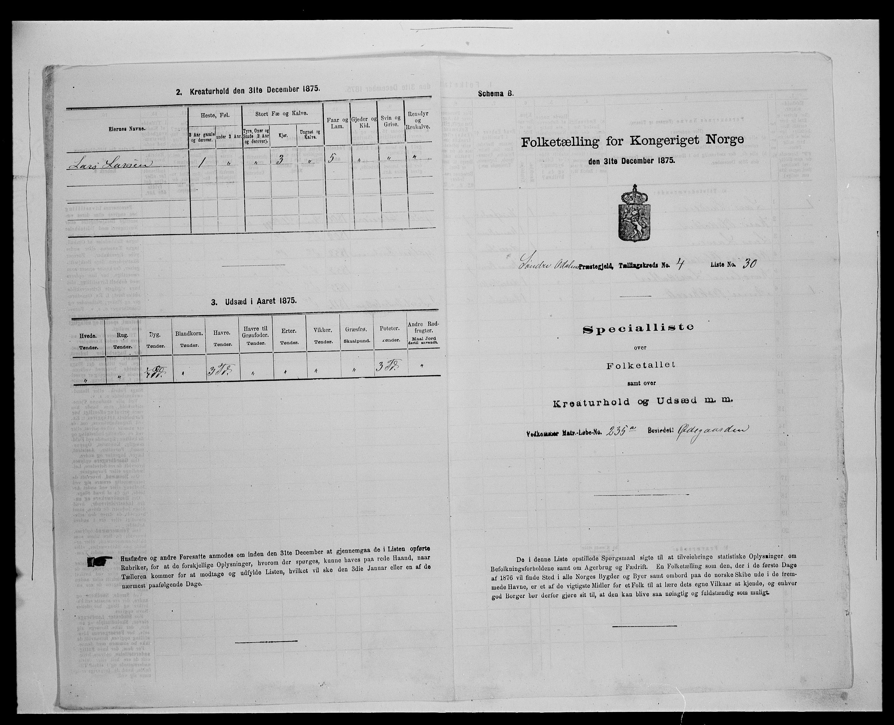 SAH, Folketelling 1875 for 0419P Sør-Odal prestegjeld, 1875, s. 483