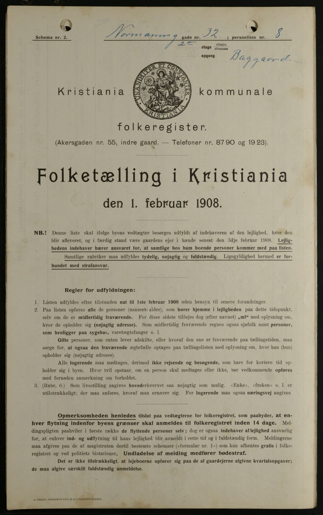 OBA, Kommunal folketelling 1.2.1908 for Kristiania kjøpstad, 1908, s. 66294