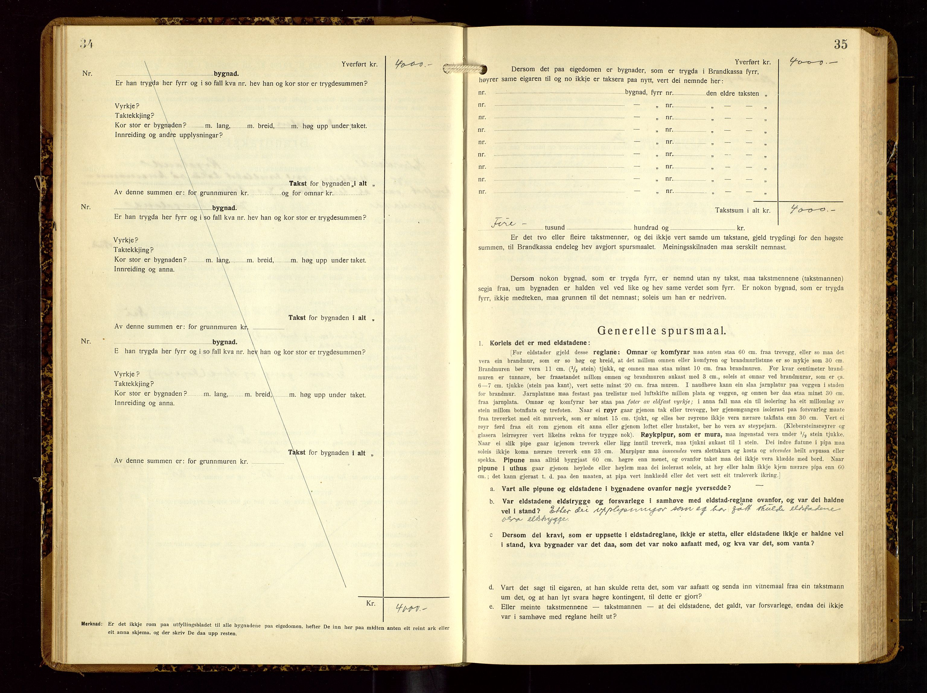 Hjelmeland lensmannskontor, SAST/A-100439/Gob/L0003: "Brandtakstbok", 1932-1950, s. 34-35