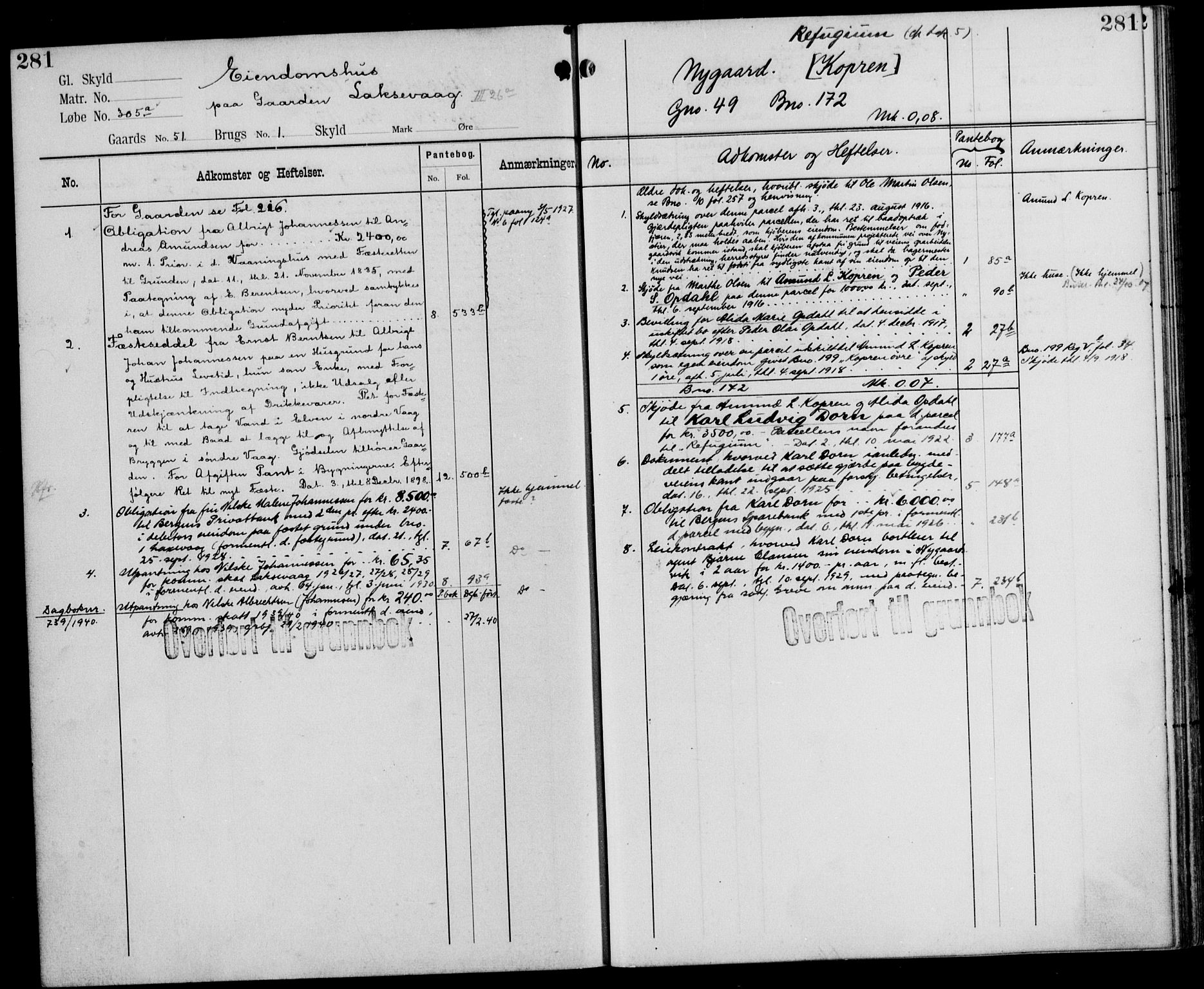 Midhordland sorenskriveri, AV/SAB-A-3001/1/G/Ga/Gab/L0110: Panteregister nr. II.A.b.110, s. 281