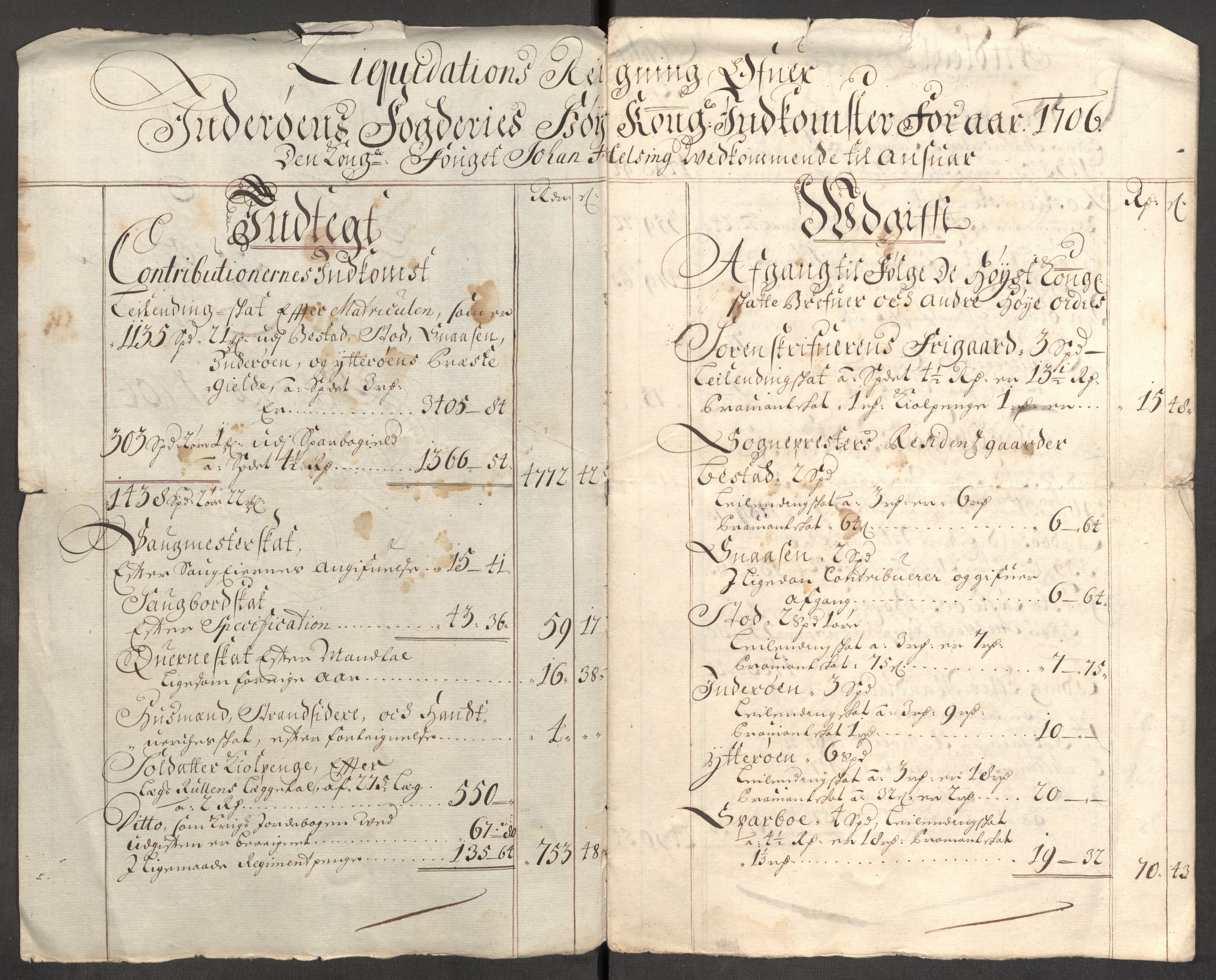 Rentekammeret inntil 1814, Reviderte regnskaper, Fogderegnskap, RA/EA-4092/R63/L4315: Fogderegnskap Inderøy, 1706-1707, s. 17