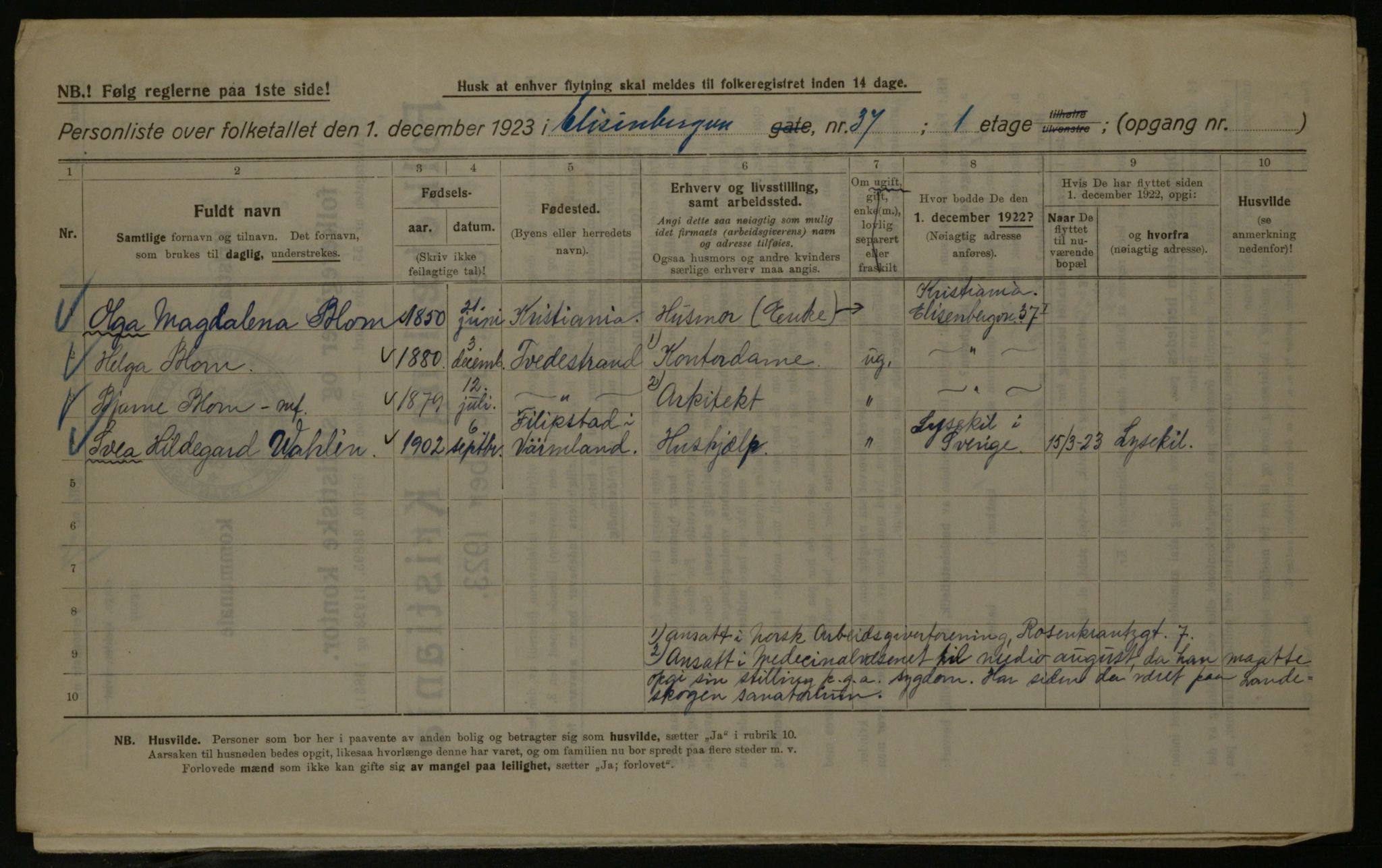 OBA, Kommunal folketelling 1.12.1923 for Kristiania, 1923, s. 23212