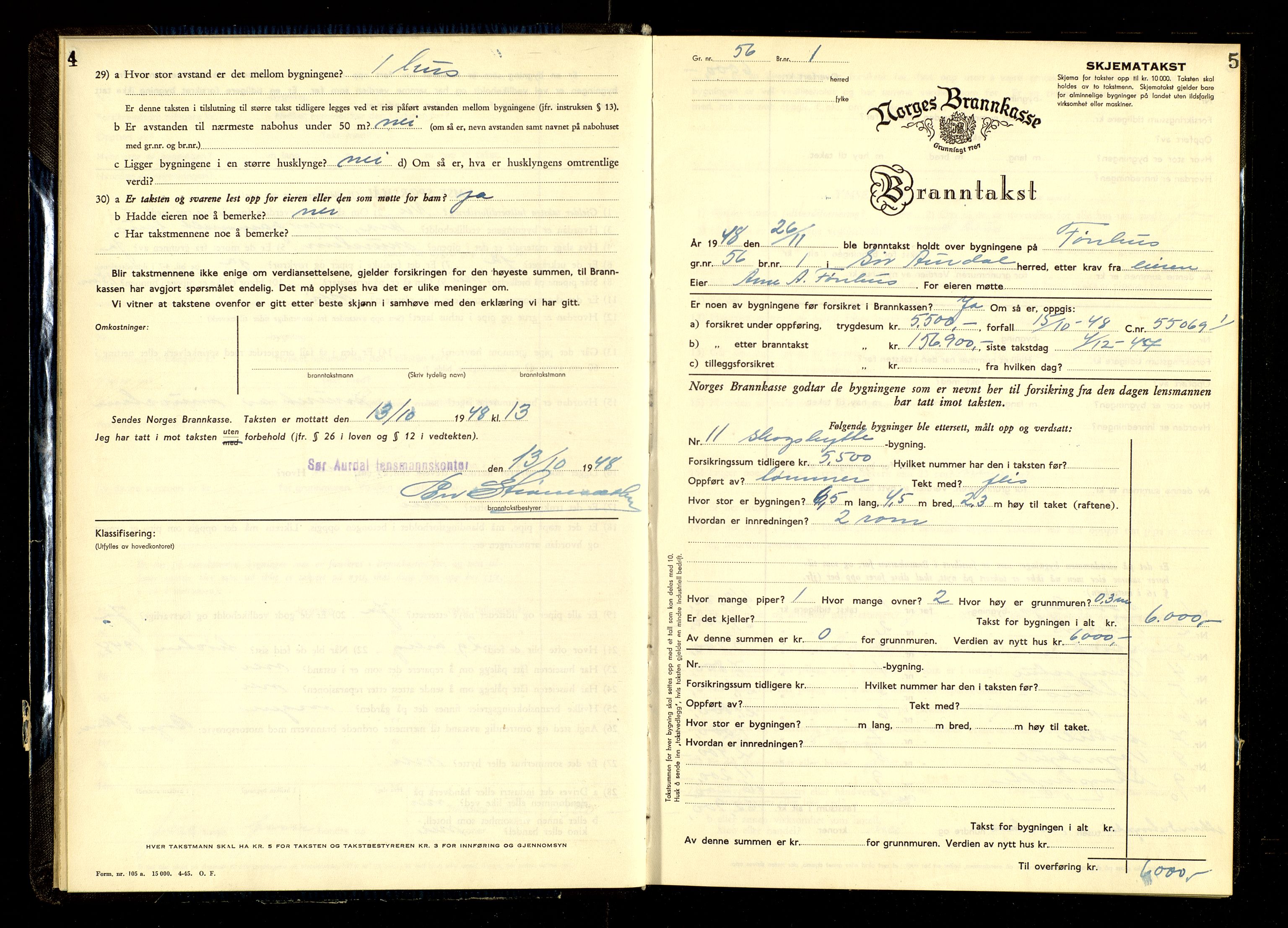 Norges Brannkasse, Sør-Aurdal, AV/SAH-NBRANA-054/F/L0006: Branntakstprotokoll, 1948-1954