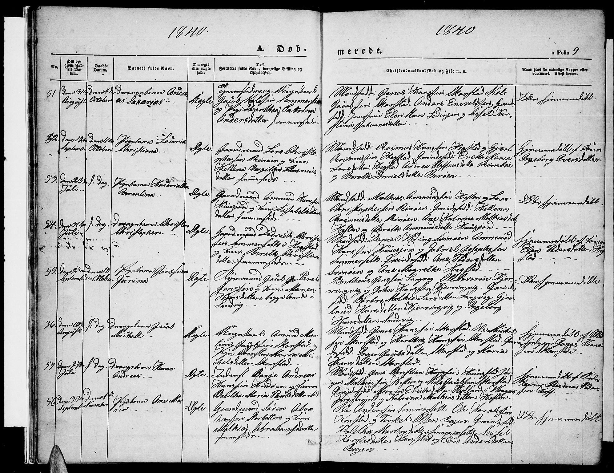 Ministerialprotokoller, klokkerbøker og fødselsregistre - Nordland, AV/SAT-A-1459/872/L1045: Klokkerbok nr. 872C01, 1840-1851, s. 9