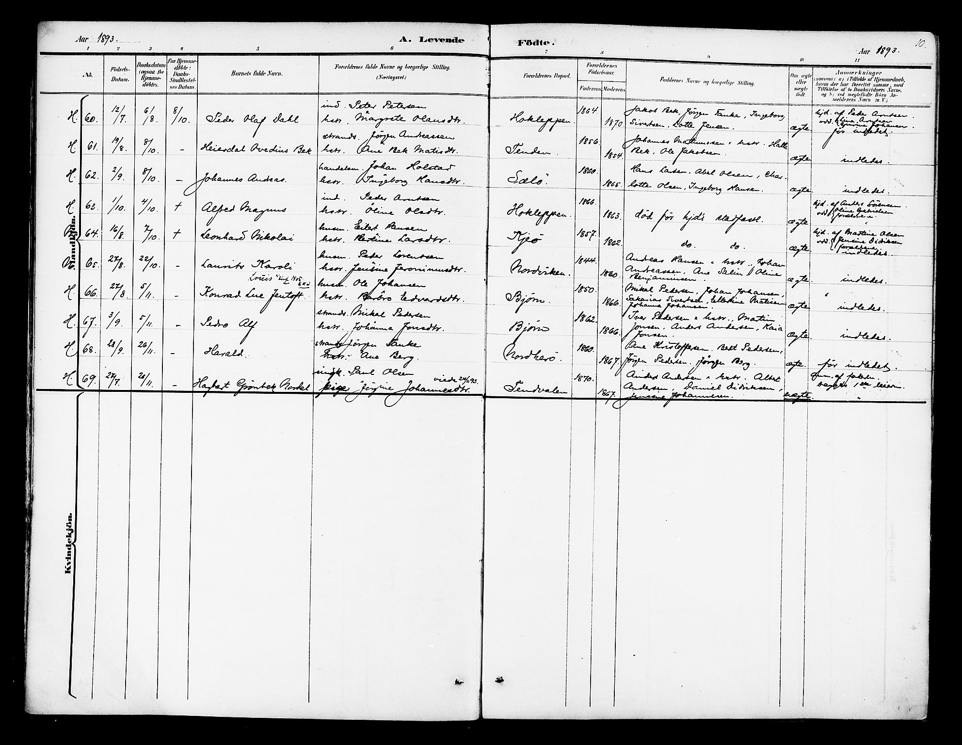 Ministerialprotokoller, klokkerbøker og fødselsregistre - Nordland, AV/SAT-A-1459/834/L0508: Ministerialbok nr. 834A06, 1892-1901, s. 10