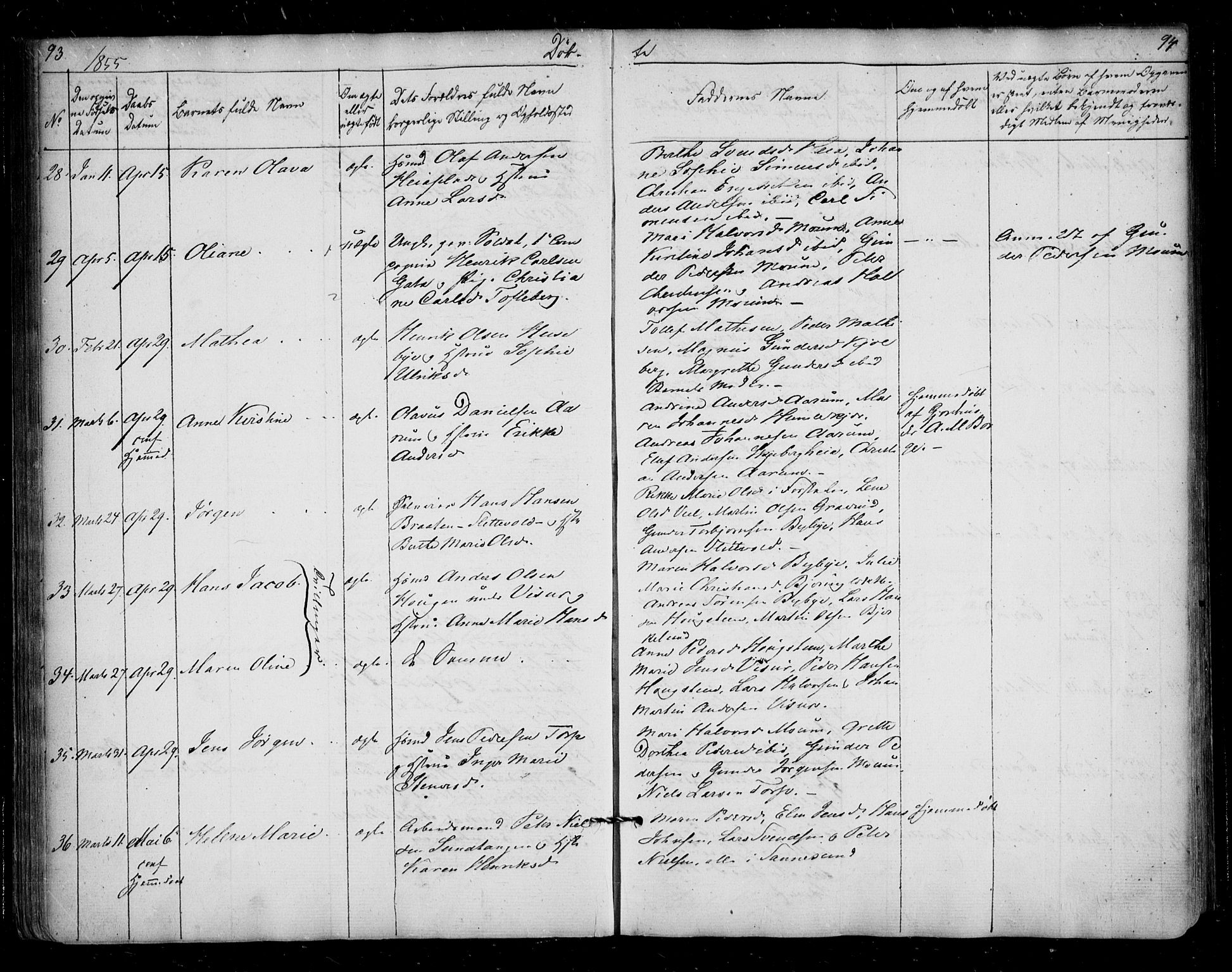 Borge prestekontor Kirkebøker, AV/SAO-A-10903/F/Fa/L0005: Ministerialbok nr. I 5, 1848-1860, s. 93-94