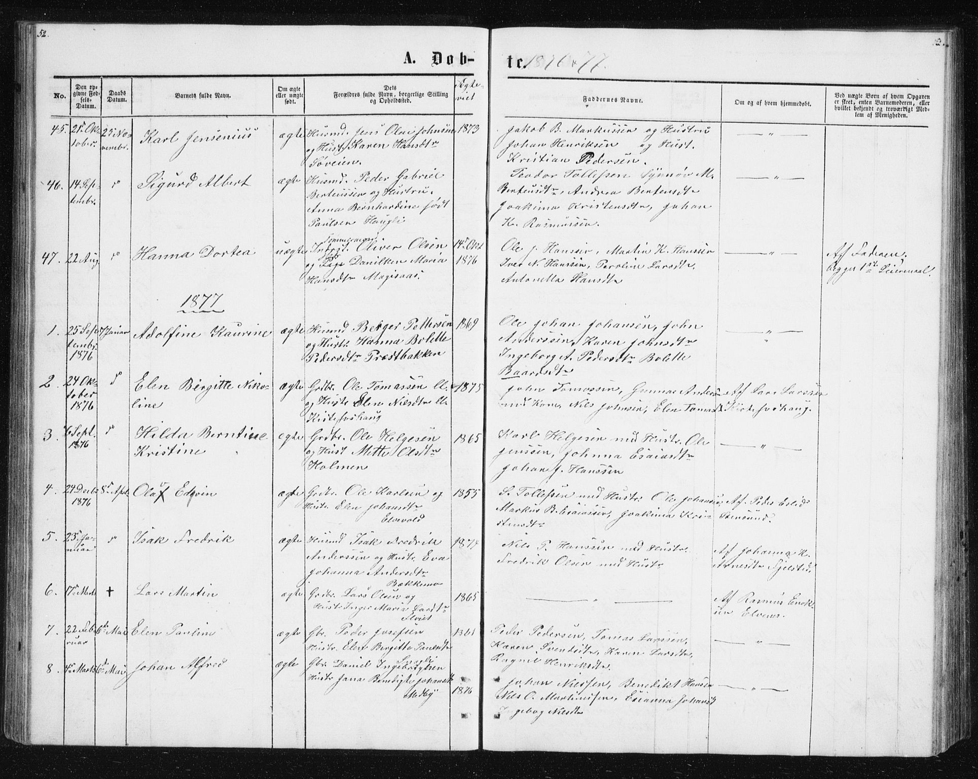 Ibestad sokneprestembete, AV/SATØ-S-0077/H/Ha/Hab/L0013klokker: Klokkerbok nr. 13, 1865-1879, s. 52