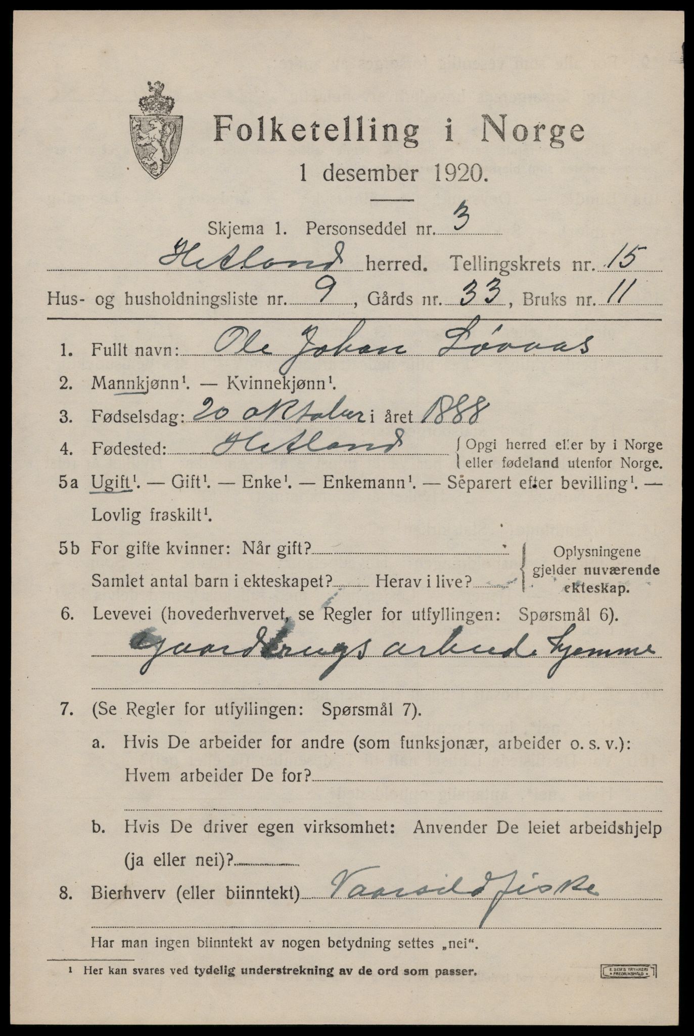 SAST, Folketelling 1920 for 1126 Hetland herred, 1920, s. 22907