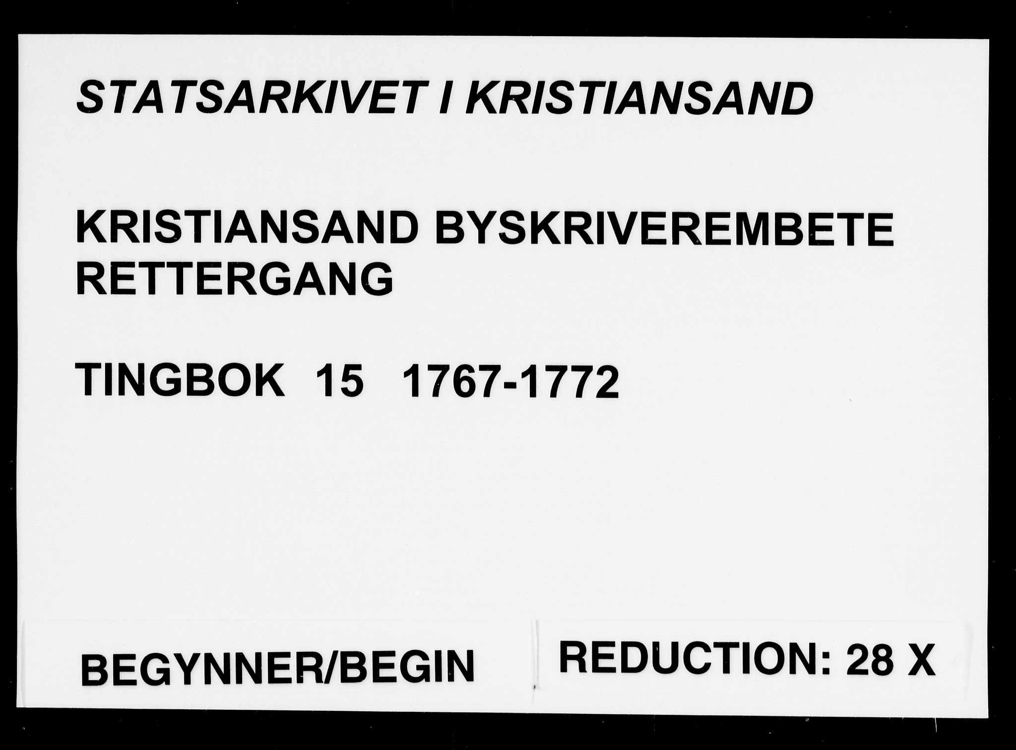 Kristiansand byrett, SAK/1223-0001/F/Fa/L0016: Bytingsprotokoll nr. 15, 1767-1772