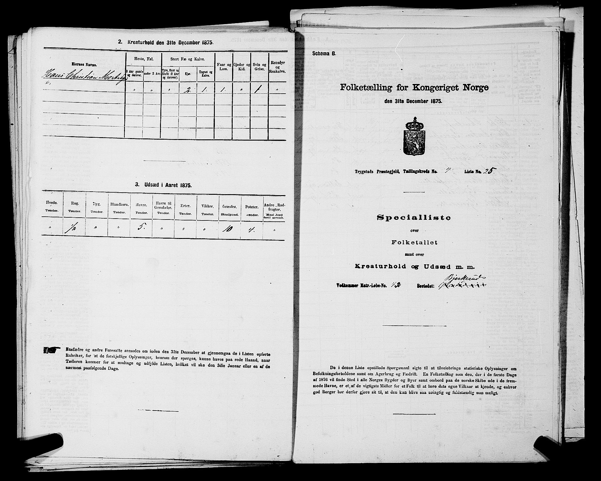 RA, Folketelling 1875 for 0122P Trøgstad prestegjeld, 1875, s. 421