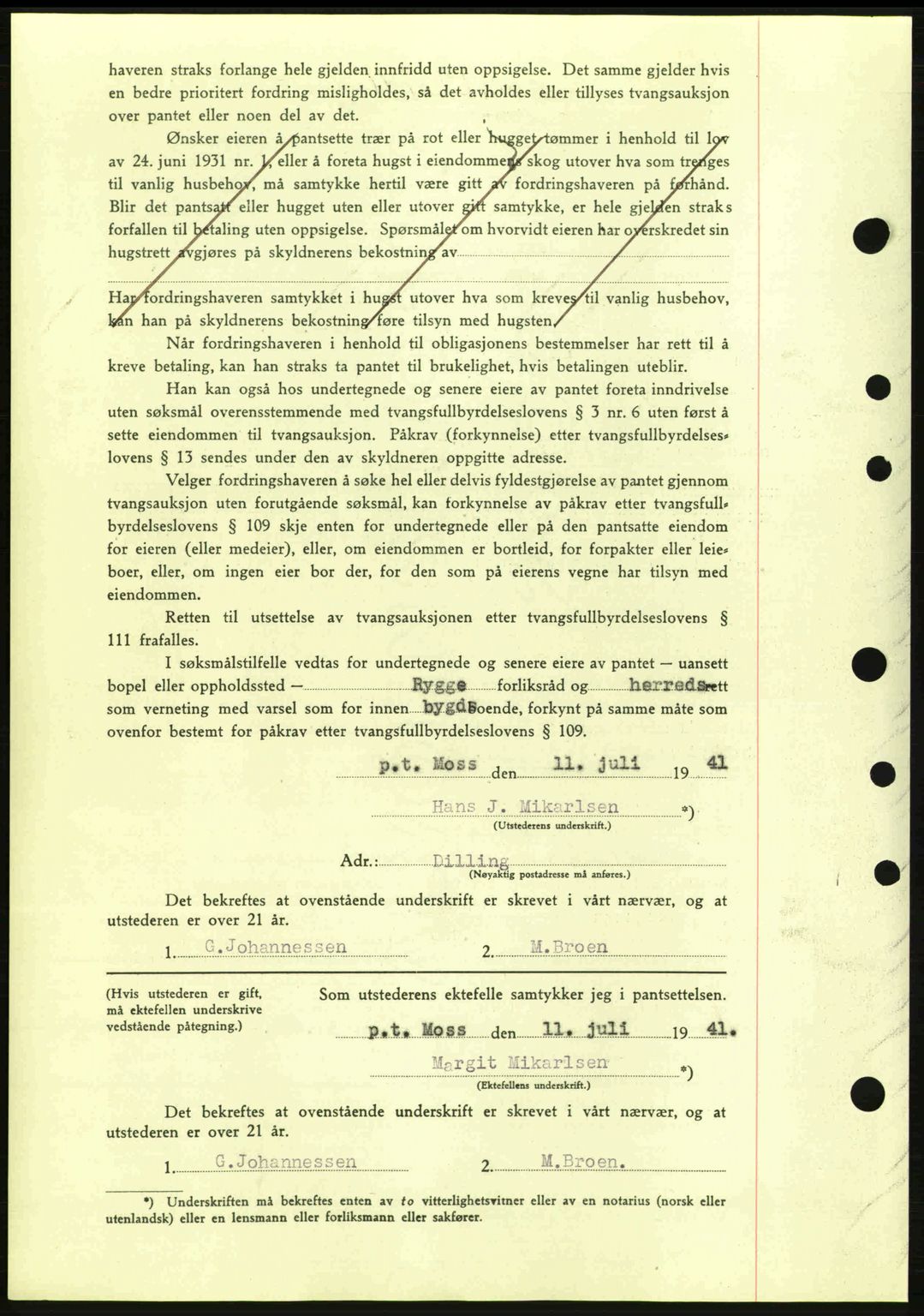 Moss sorenskriveri, SAO/A-10168: Pantebok nr. B10, 1940-1941, Dagboknr: 1293/1941
