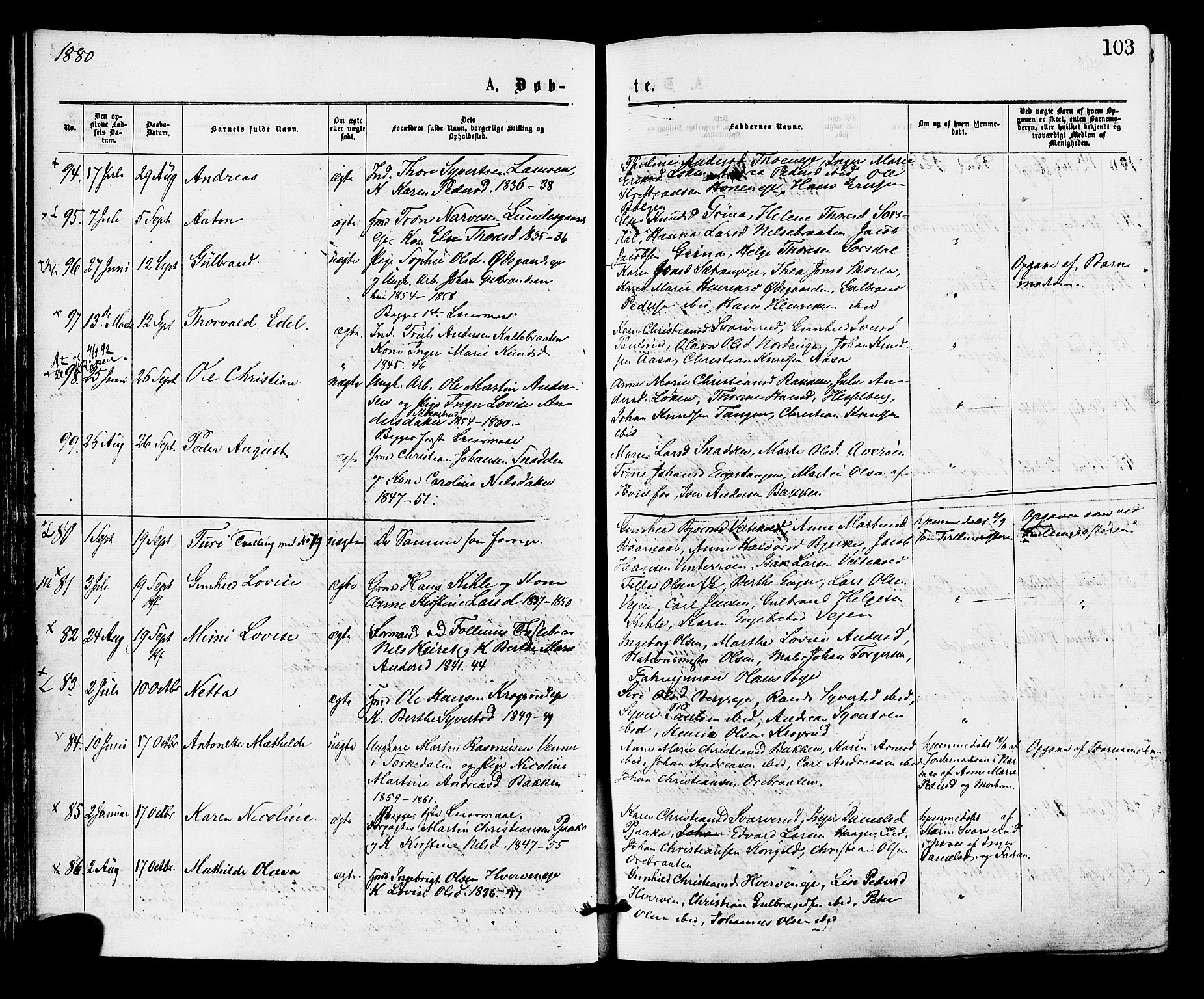 Norderhov kirkebøker, AV/SAKO-A-237/F/Fa/L0015: Ministerialbok nr. 15, 1875-1884, s. 103