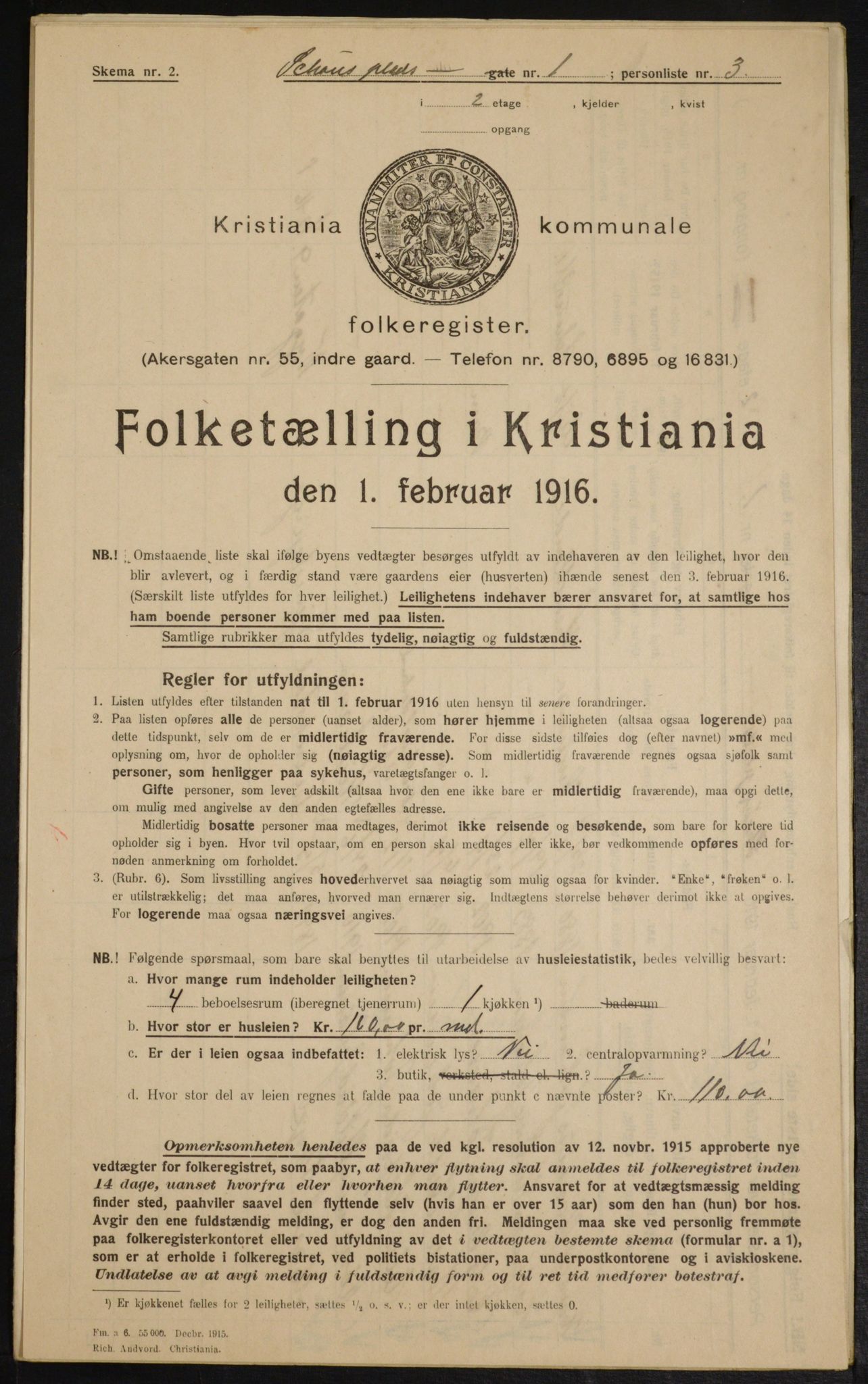 OBA, Kommunal folketelling 1.2.1916 for Kristiania, 1916, s. 92450