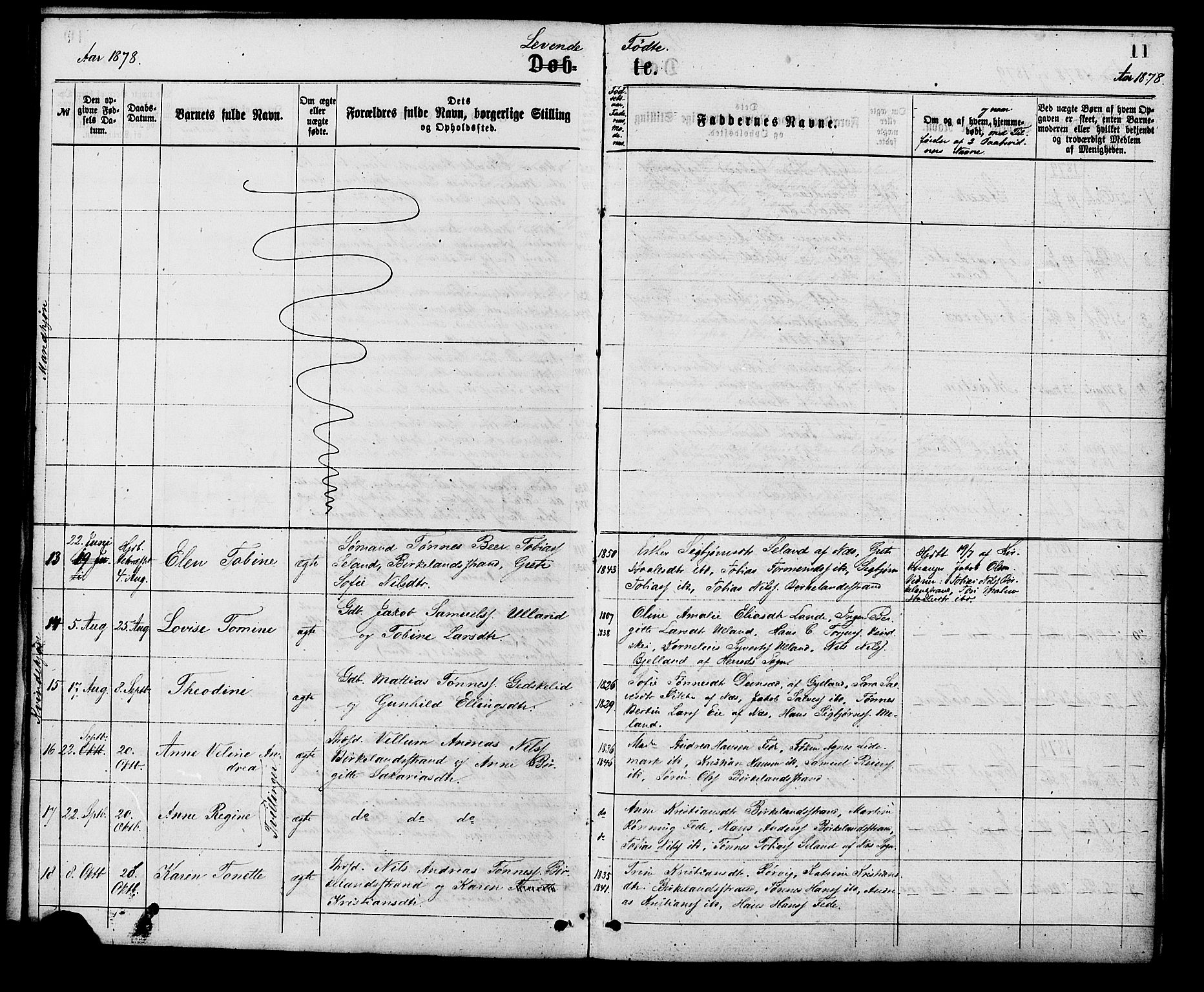 Kvinesdal sokneprestkontor, AV/SAK-1111-0026/F/Fa/Faa/L0003: Ministerialbok nr. A 3, 1877-1882, s. 11
