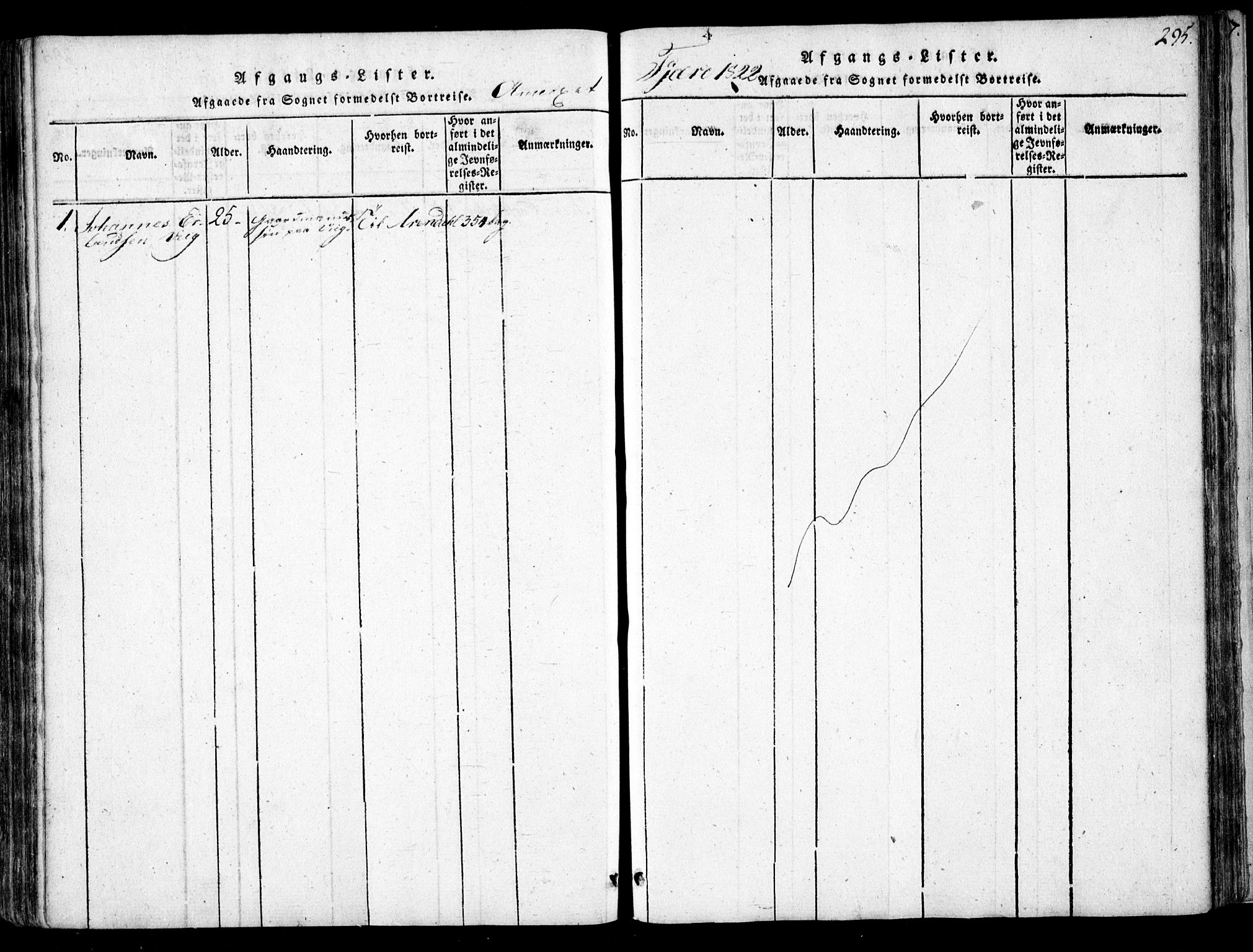 Fjære sokneprestkontor, AV/SAK-1111-0011/F/Fb/L0007: Klokkerbok nr. B 7, 1816-1826, s. 295