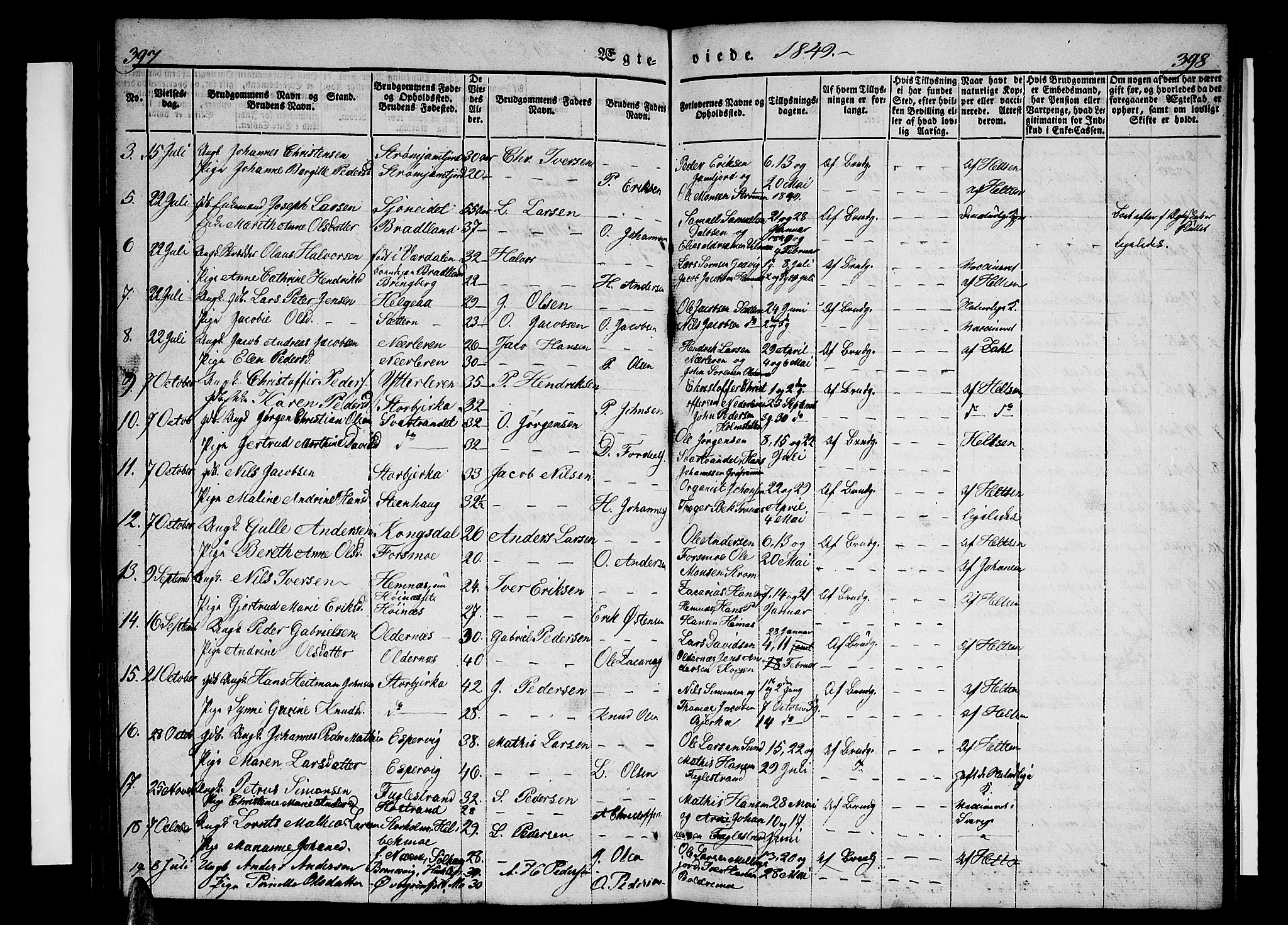 Ministerialprotokoller, klokkerbøker og fødselsregistre - Nordland, AV/SAT-A-1459/825/L0364: Klokkerbok nr. 825C01, 1841-1863, s. 397-398