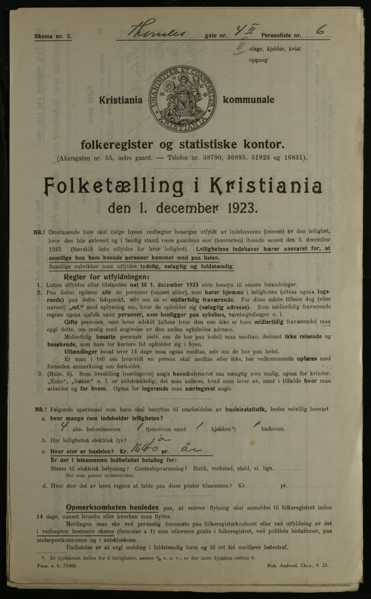 OBA, Kommunal folketelling 1.12.1923 for Kristiania, 1923, s. 120955