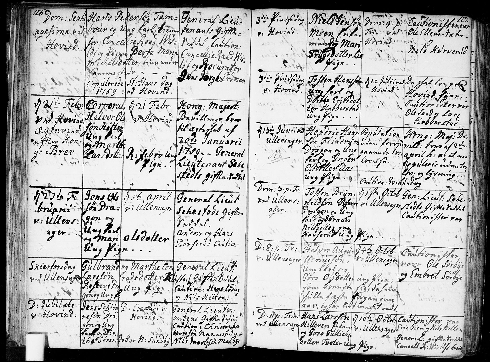Ullensaker prestekontor Kirkebøker, AV/SAO-A-10236a/F/Fa/L0010: Ministerialbok nr. I 10, 1733-1776, s. 126-127