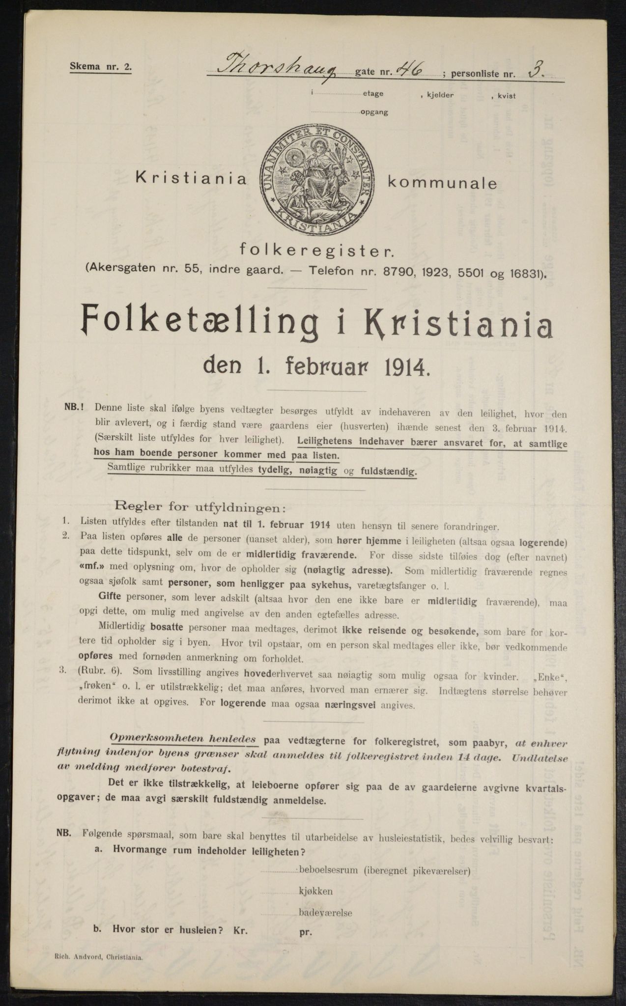 OBA, Kommunal folketelling 1.2.1914 for Kristiania, 1914, s. 115819