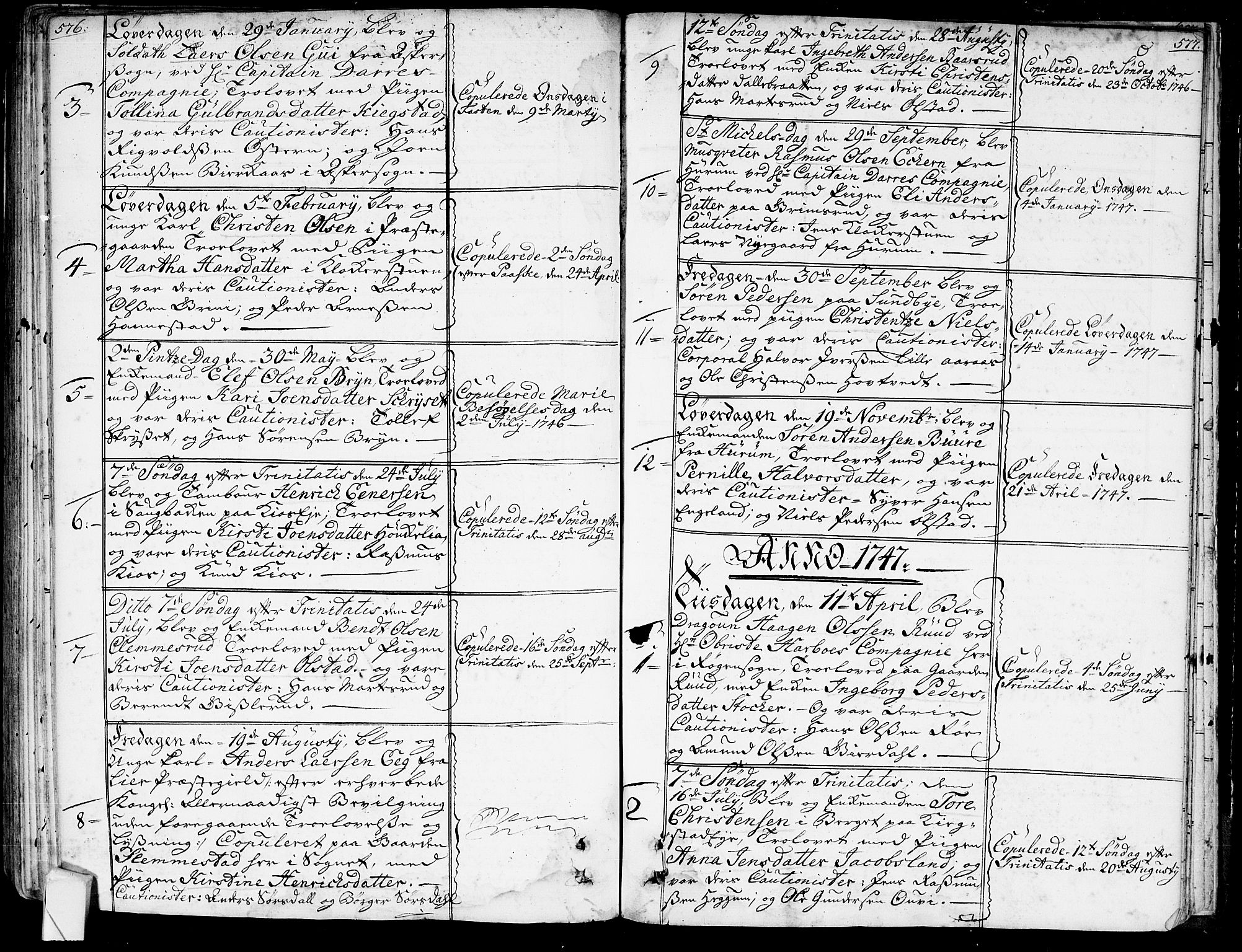 Røyken kirkebøker, AV/SAKO-A-241/G/Ga/L0001: Klokkerbok nr. 1, 1740-1768, s. 576-577