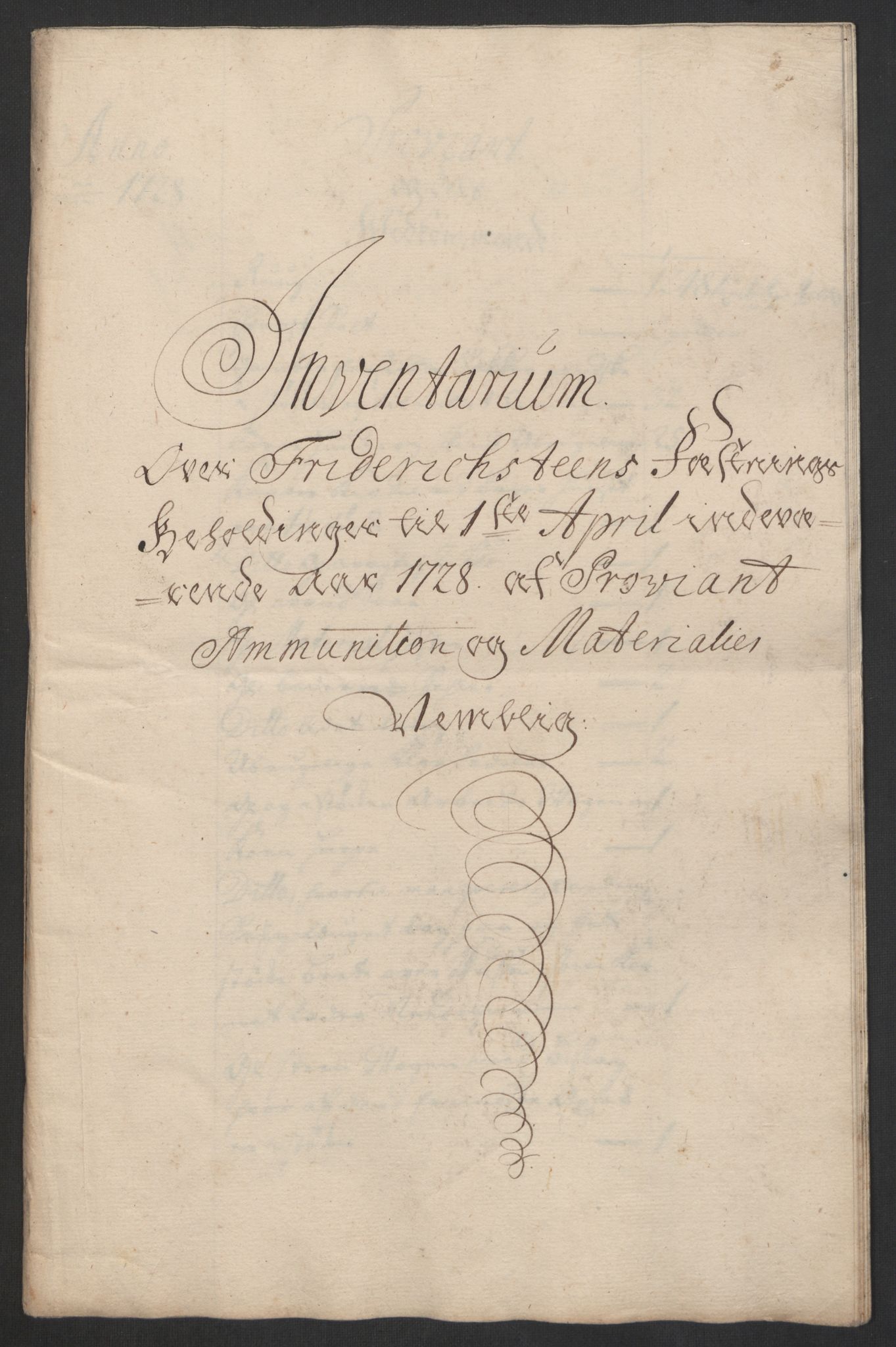 Kommanderende general (KG I) med Det norske krigsdirektorium, RA/EA-5419/D/L0153: Fredriksten festning: Brev, inventarfortegnelser og regnskapsekstrakter, 1724-1729, s. 568