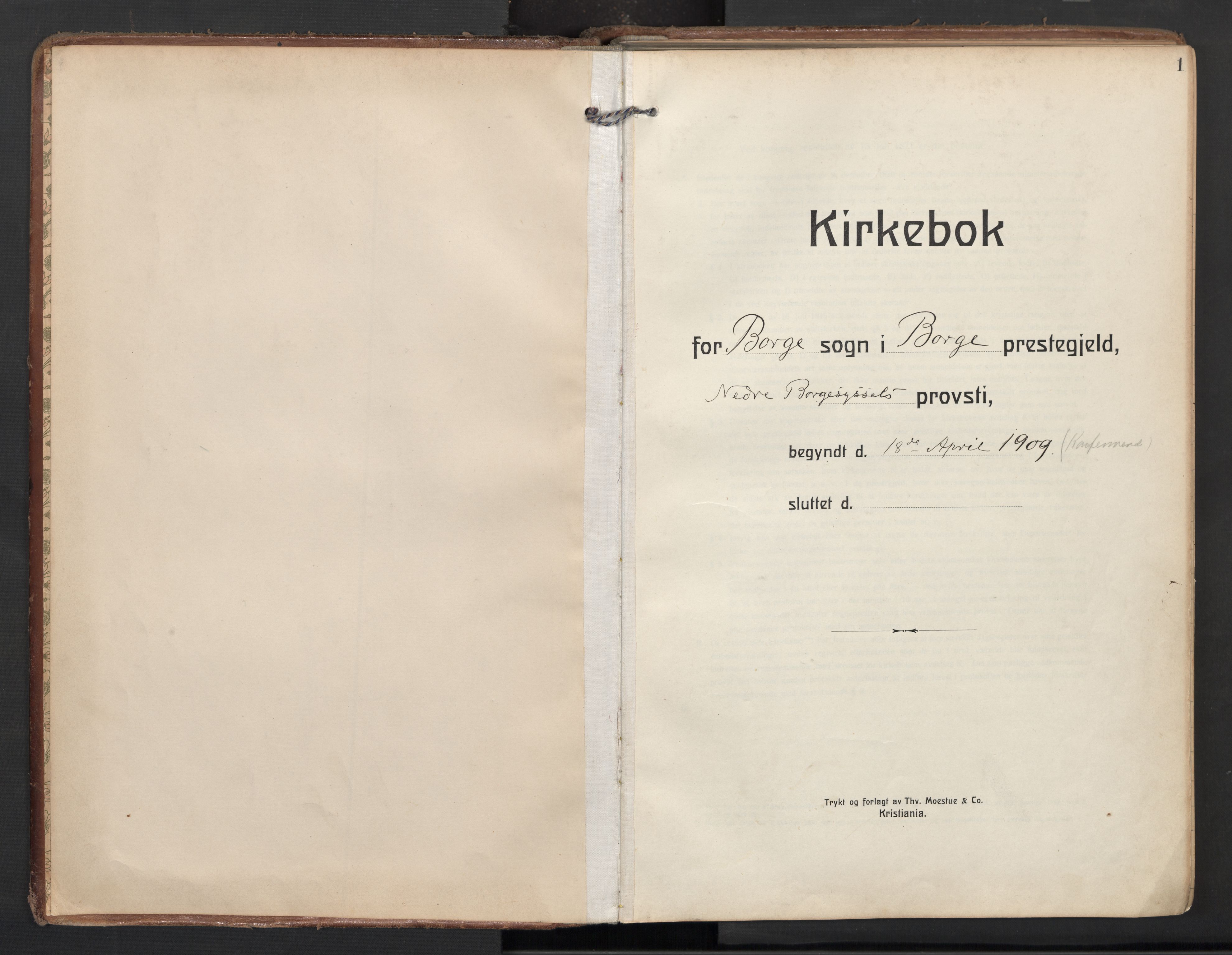 Borge prestekontor Kirkebøker, SAO/A-10903/F/Fa/L0011: Ministerialbok nr. I 11, 1909-1929, s. 1
