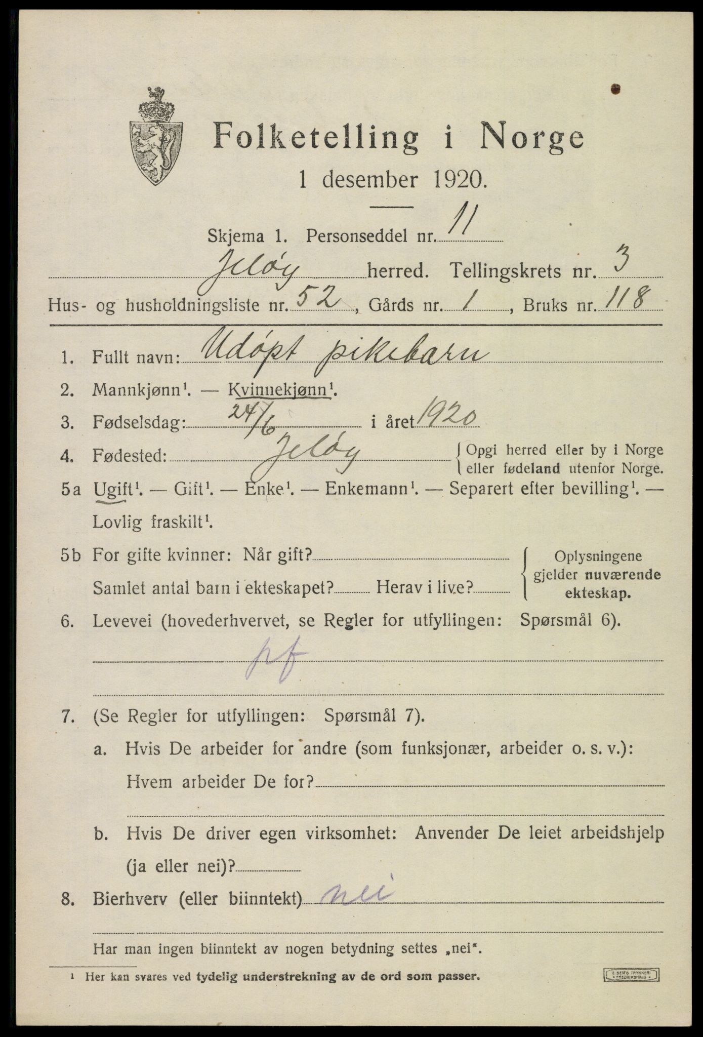 SAO, Folketelling 1920 for 0194 Moss herred, 1920, s. 3953