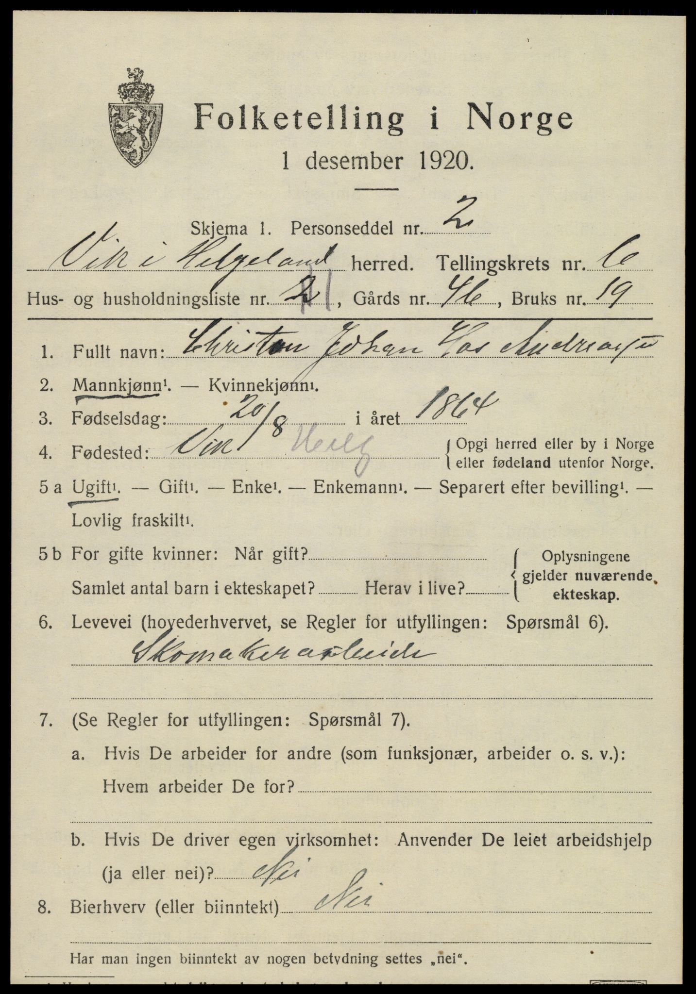 SAT, Folketelling 1920 for 1812 Vik herred, 1920, s. 3575