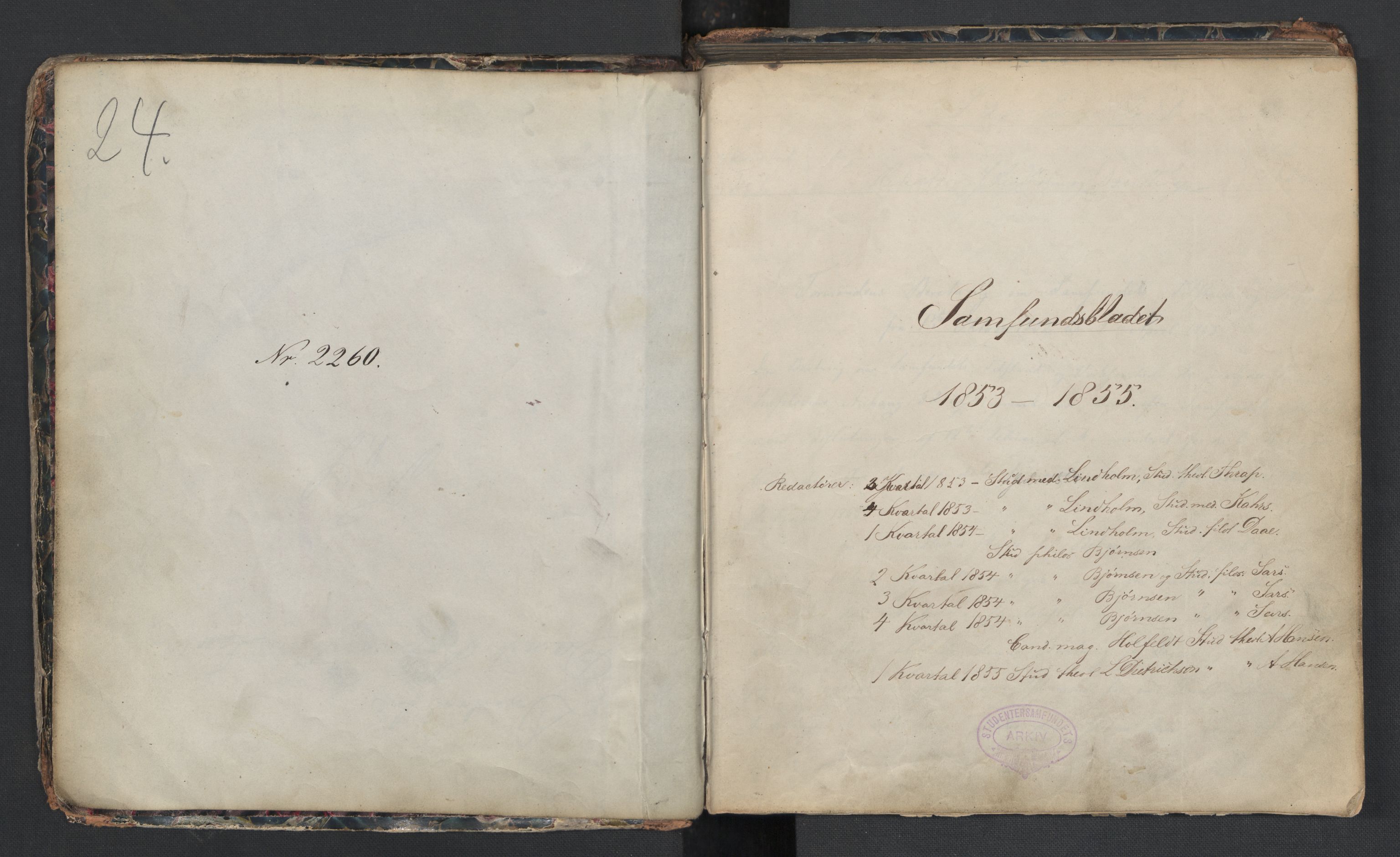 Det Norske Studentersamfund, AV/RA-PA-1322/X/Xa/L0005/0002: -- / Samfundsbladet, 1853-1855, s. 3