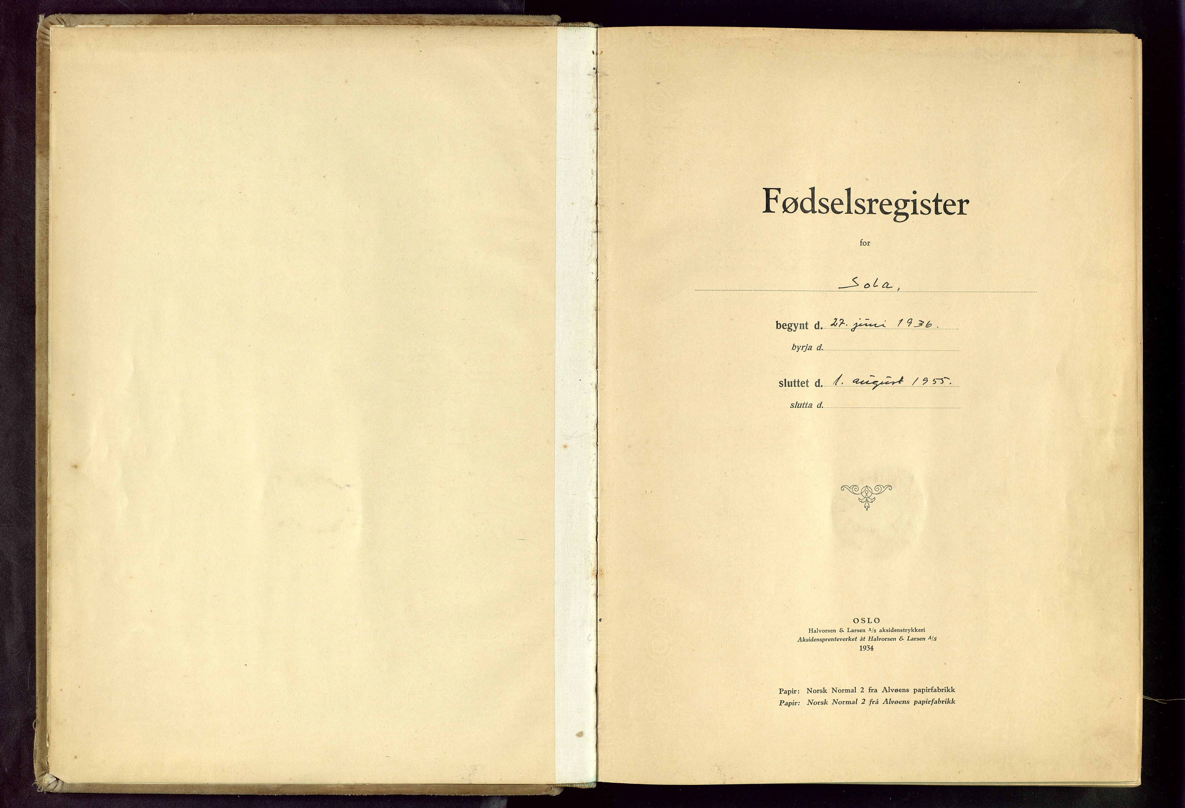 Håland sokneprestkontor, SAST/A-101802/001/704BA/L0002: Fødselsregister nr. 2, 1936-1955