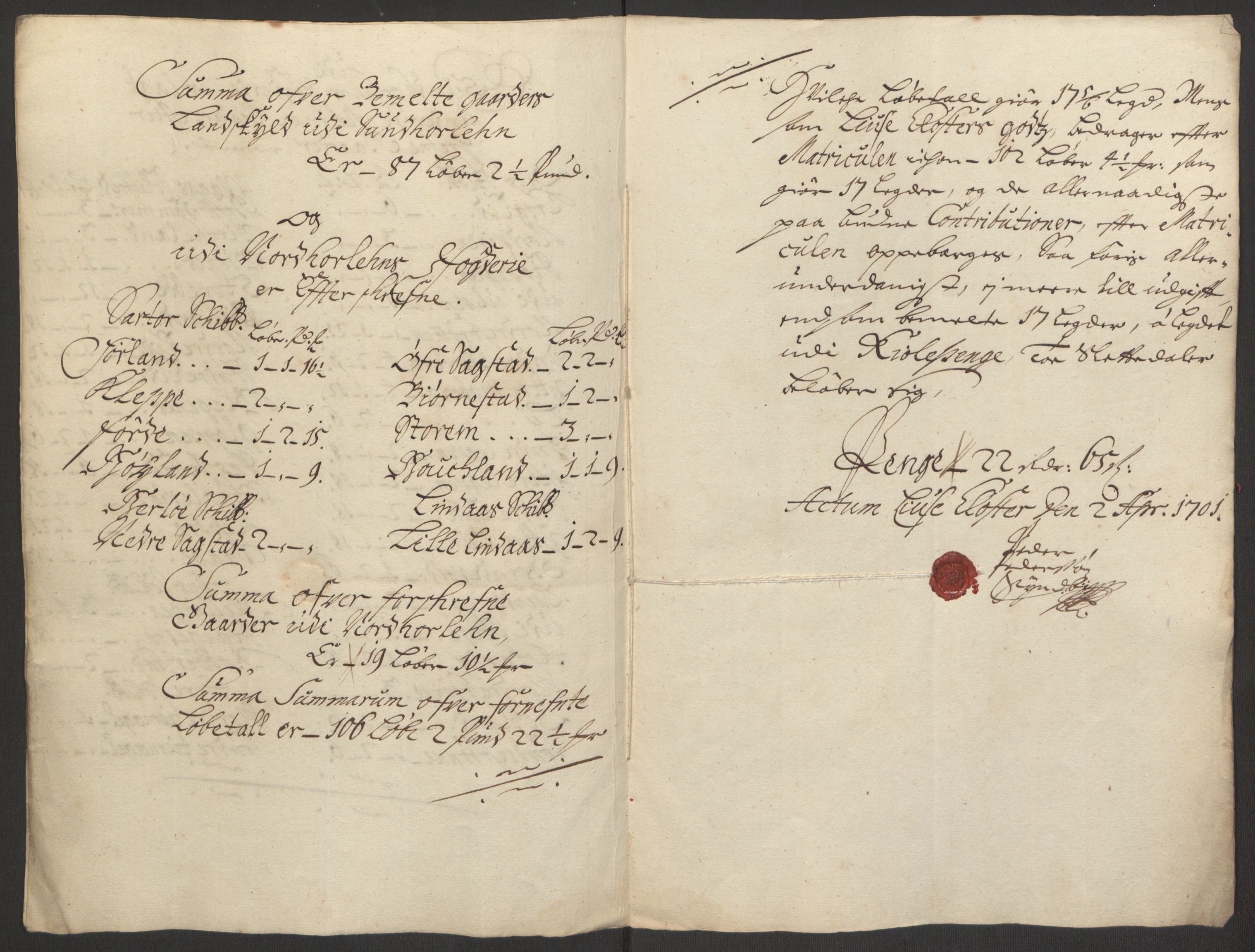 Rentekammeret inntil 1814, Reviderte regnskaper, Fogderegnskap, RA/EA-4092/R50/L3159: Fogderegnskap Lyse kloster, 1691-1709, s. 134