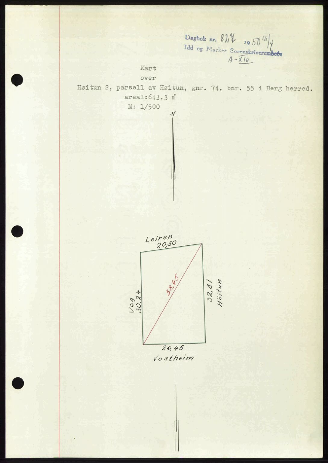 Idd og Marker sorenskriveri, AV/SAO-A-10283/G/Gb/Gbb/L0014: Pantebok nr. A14, 1950-1950, Dagboknr: 827/1950